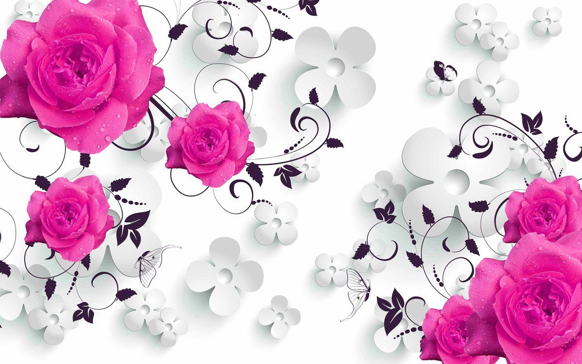 Rosen mit Fototapete Muster Papermoon