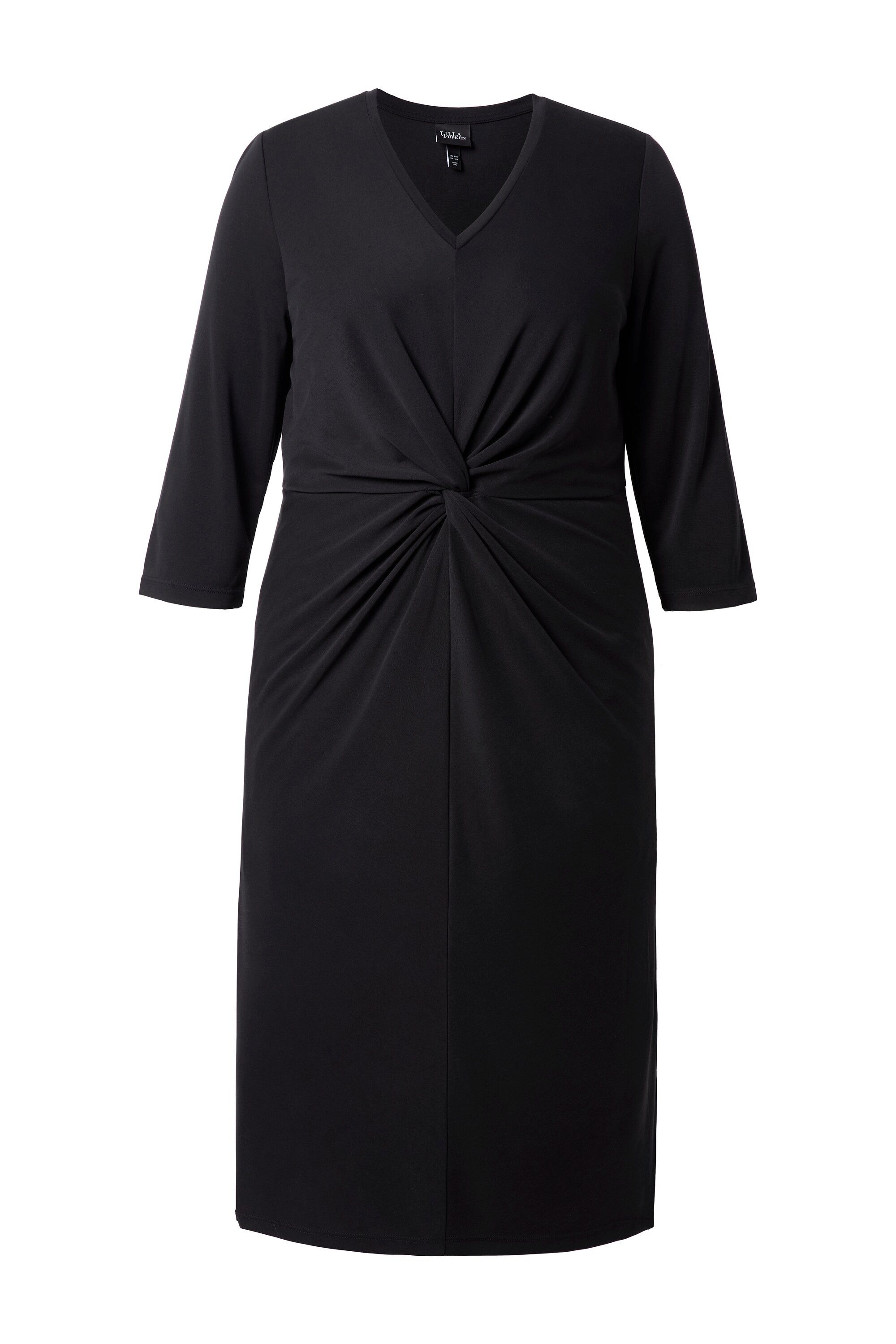 Ulla Popken Jerseykleid Midikleid Zierknoten V-Ausschnitt 3/4-Arm günstig online kaufen