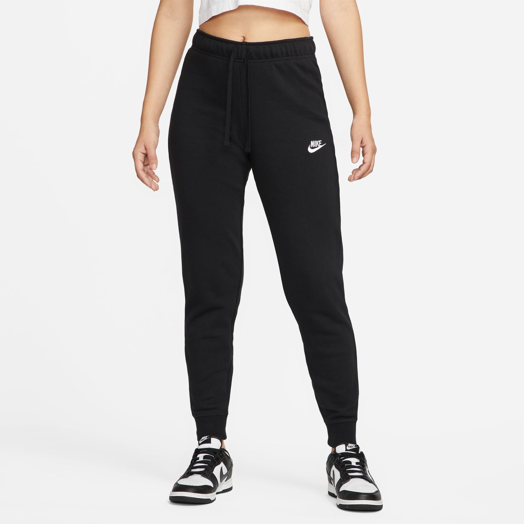 Nike Sportswear Jogginghose Club Fleece Women's Mid-Rise Slim Joggers BLACK/WHITE