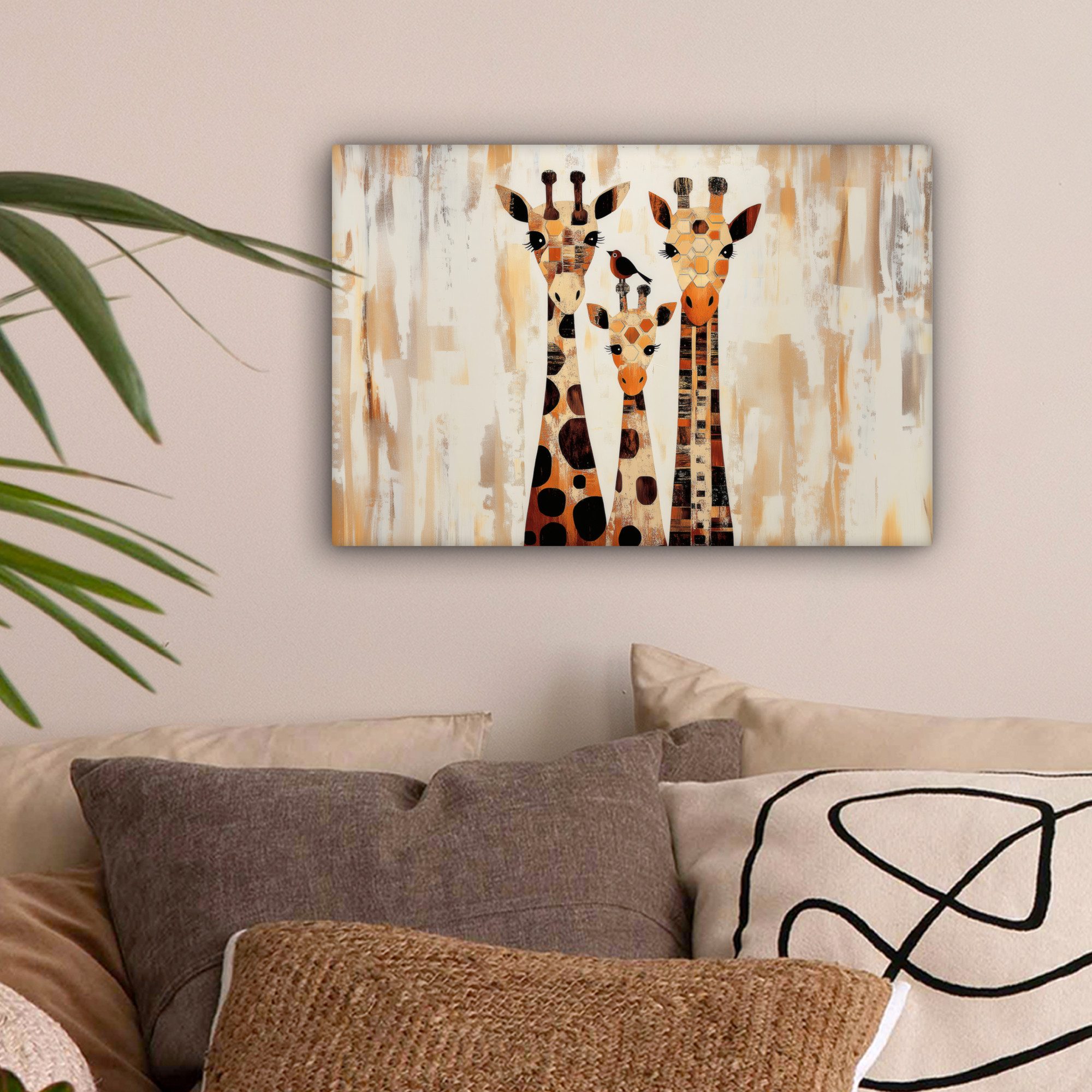 OneMillionCanvasses® Leinwandbild Giraffen - Cartoon - günstig online kaufen