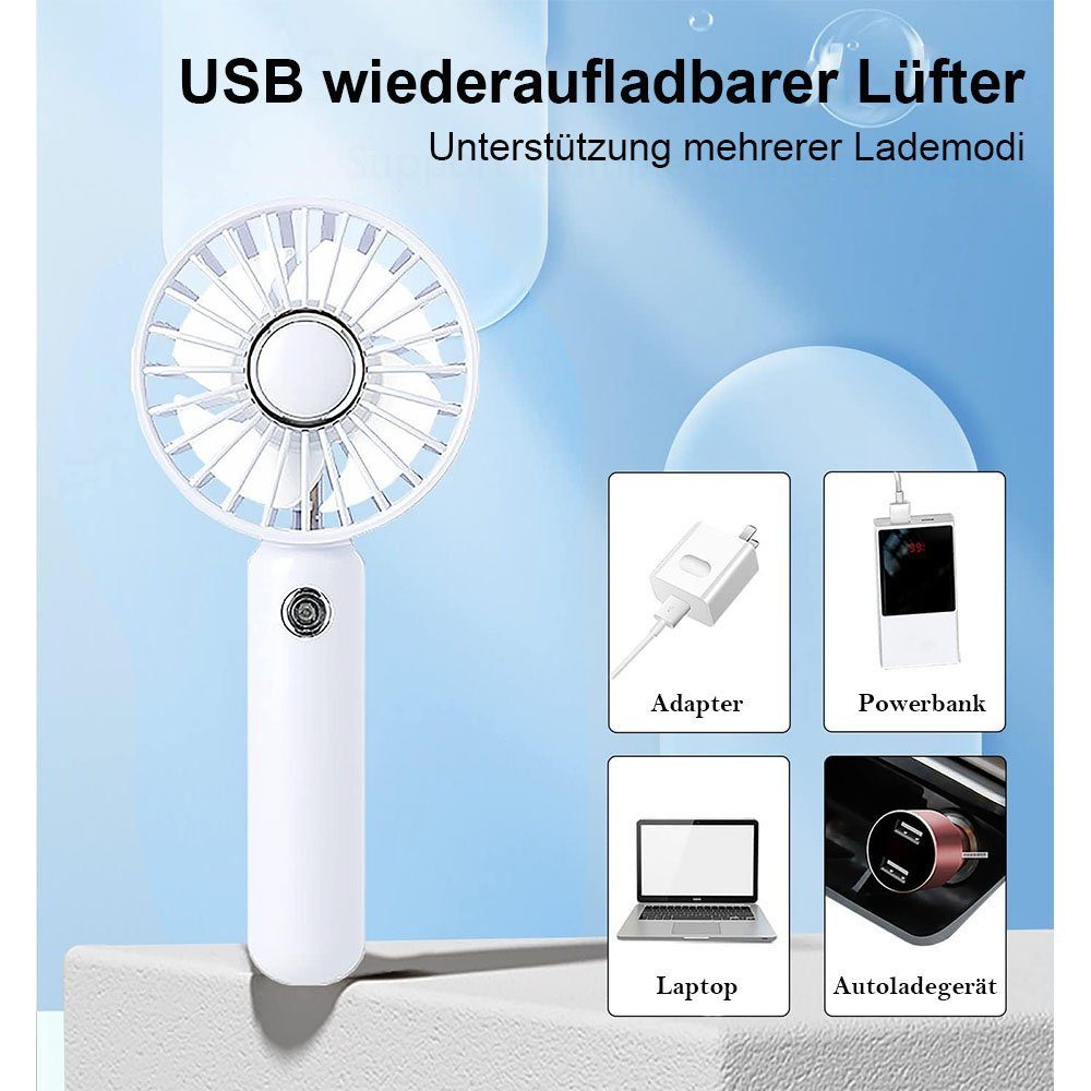 Tragbarer Heizkörperventilator leise, Weiss MOUTEN USB, Mini-Ventilator, 3-Gang, Make-up.
