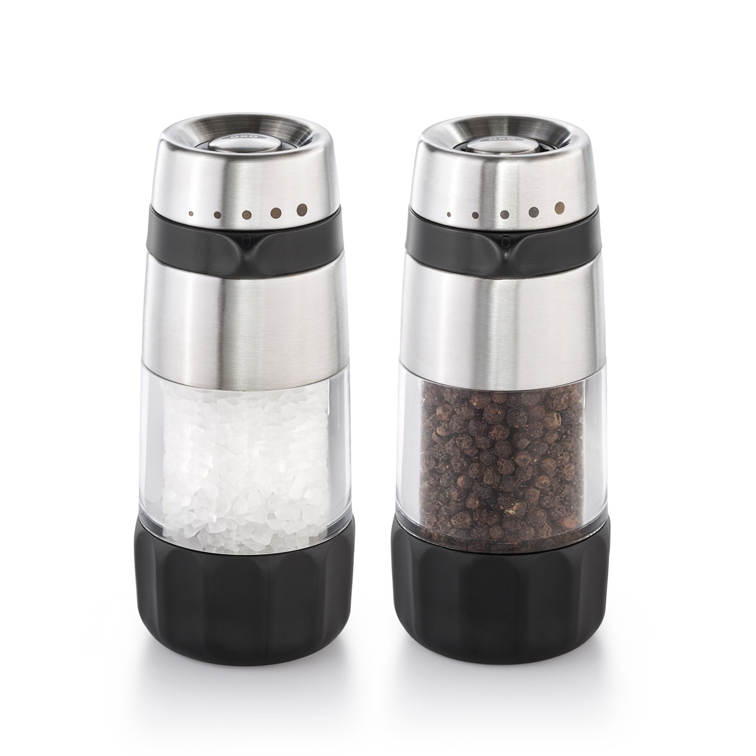 OXO Good Grips Salz-/Pfeffermühle OXO Accent Mess- Salz und Pfeffermühlen Set manuell, (2 Stück), kombiniert stilvolles Design mit müheloser Funktionalität