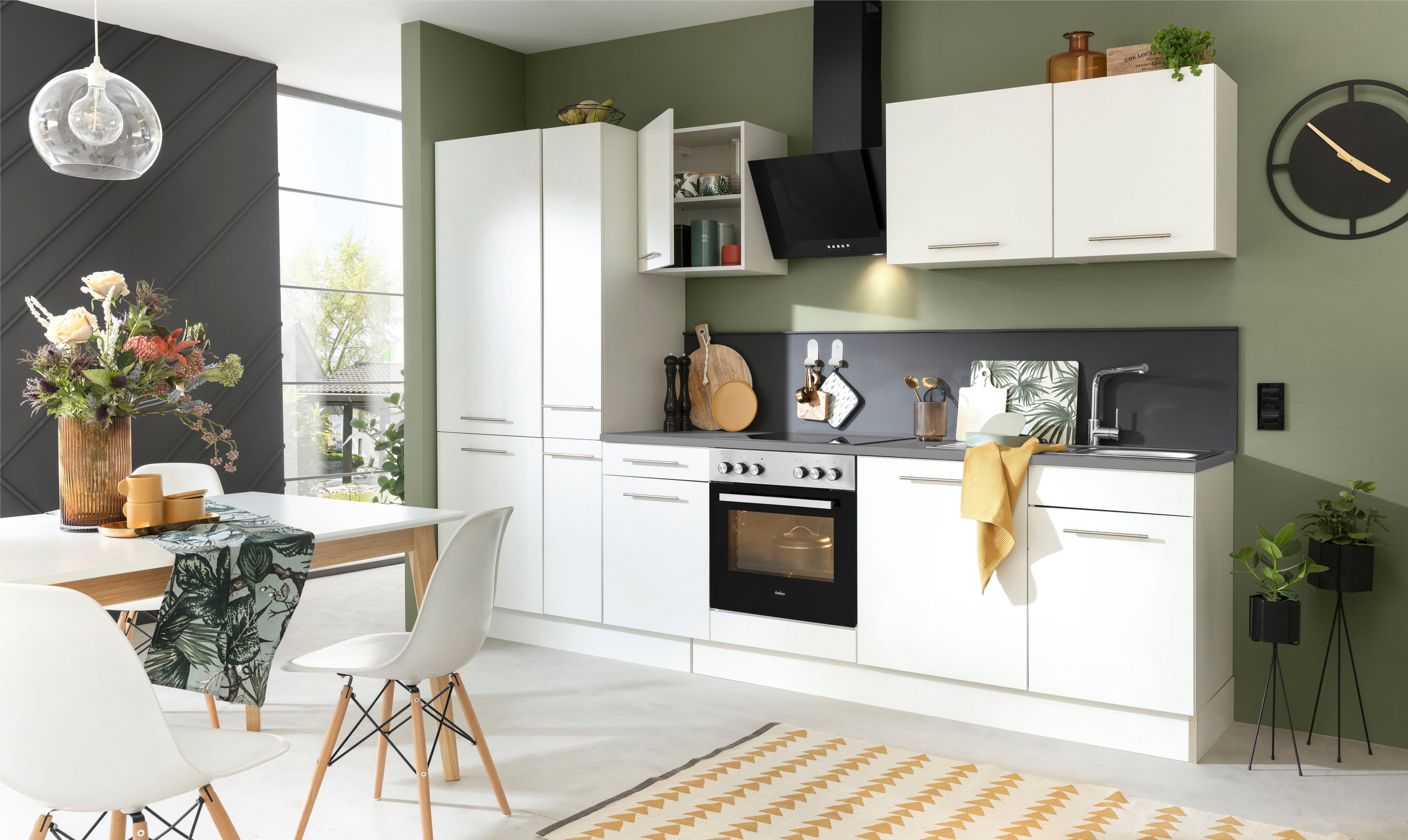 wiho Küchen Küchenzeile Soft-Close-Funktion, mit Aufbauservice Ela, Breite Wahlweise höhenverstellbare 310 cm, Füße