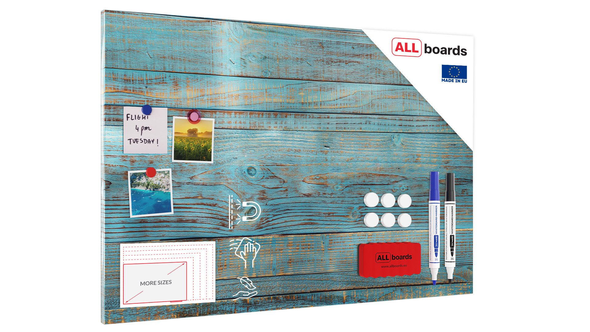 ALLboards Magnettafel ALLboards Metallische Magnettafel BLAUES BRETT VINTAGE