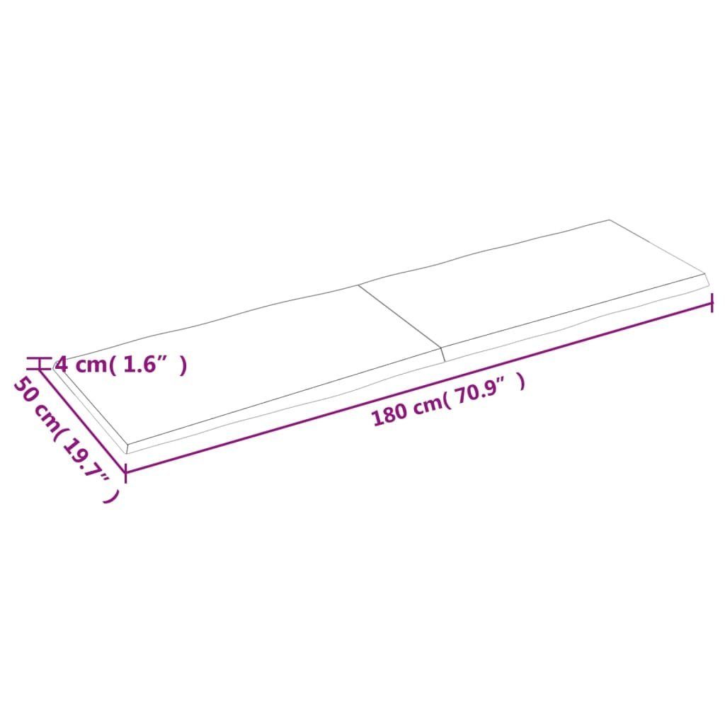 (1 furnicato Massivholz Baumkante Tischplatte 180x50x(2-4) St) Behandelt cm