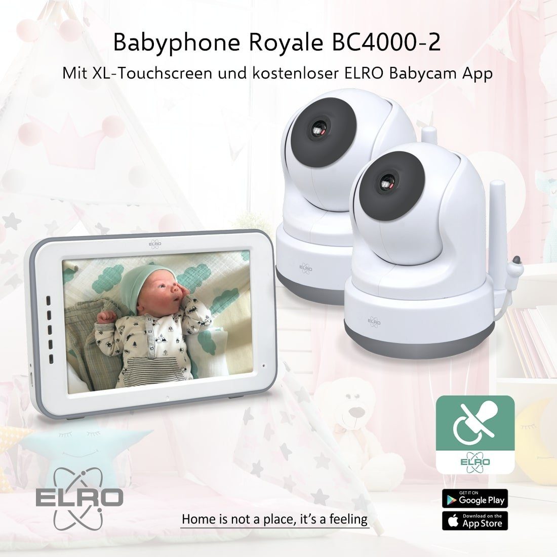 Video-Babyphone BC4000_2 Baby Monitor Royale mit 2 Full HD-Kameras