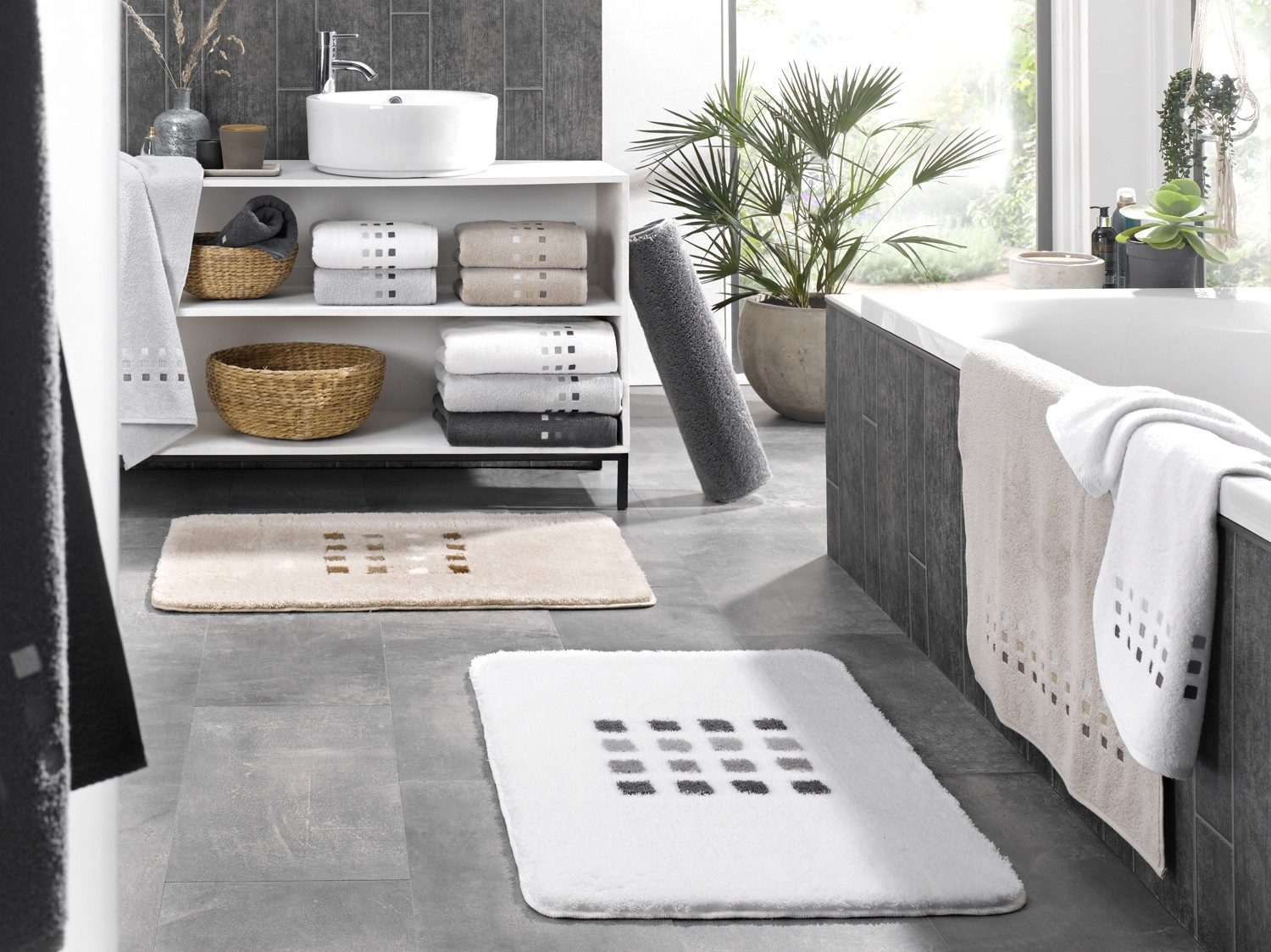 Kleine Wolke Badematte QUADRI, 70 x 120 cm, Weiß, Rutschhemmend, Höhe 20 mm günstig online kaufen