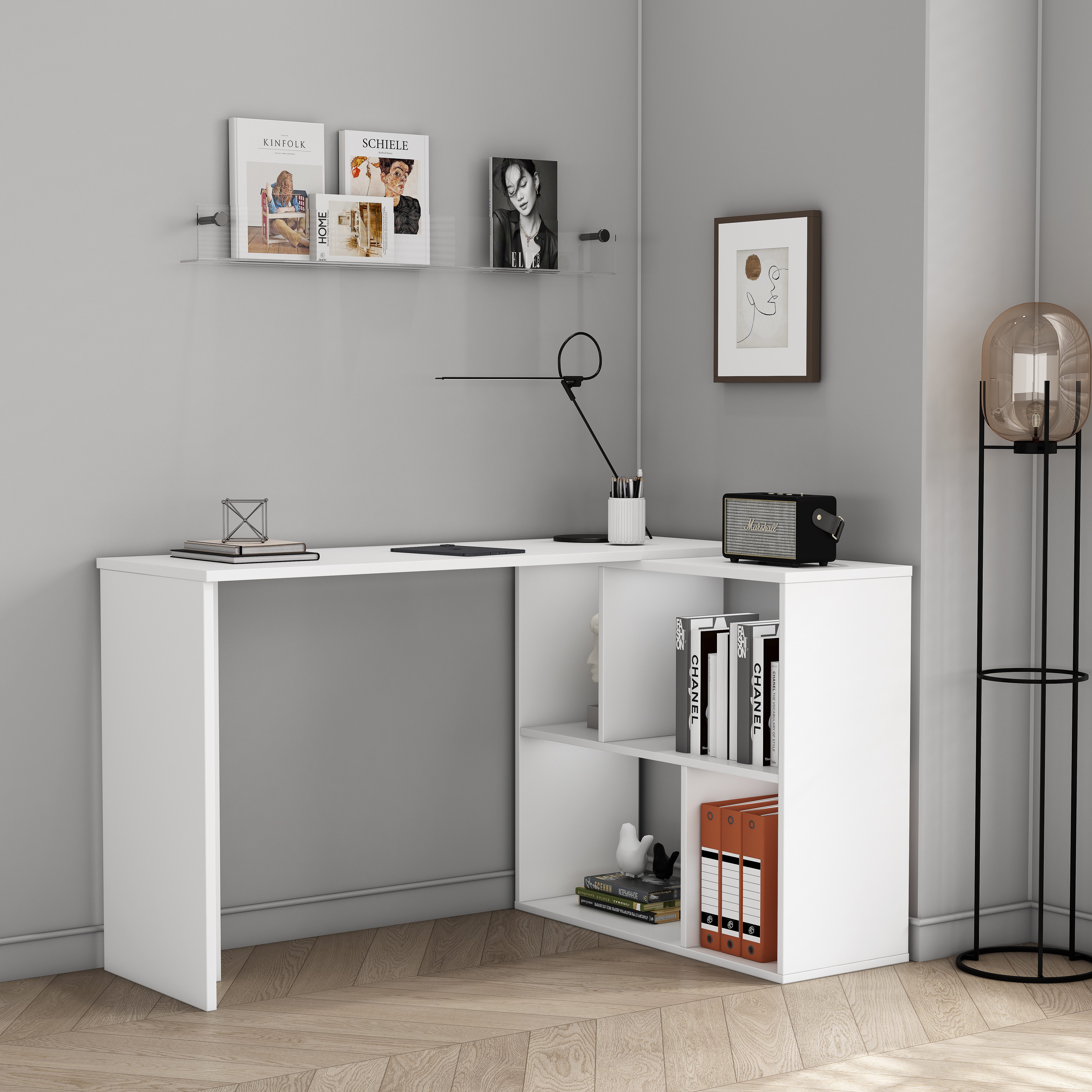 OTTO home Eckschreibtisch Jaaron, mit vier offenen Fächern, modernes und elegantes Design – Bild 5 von 5