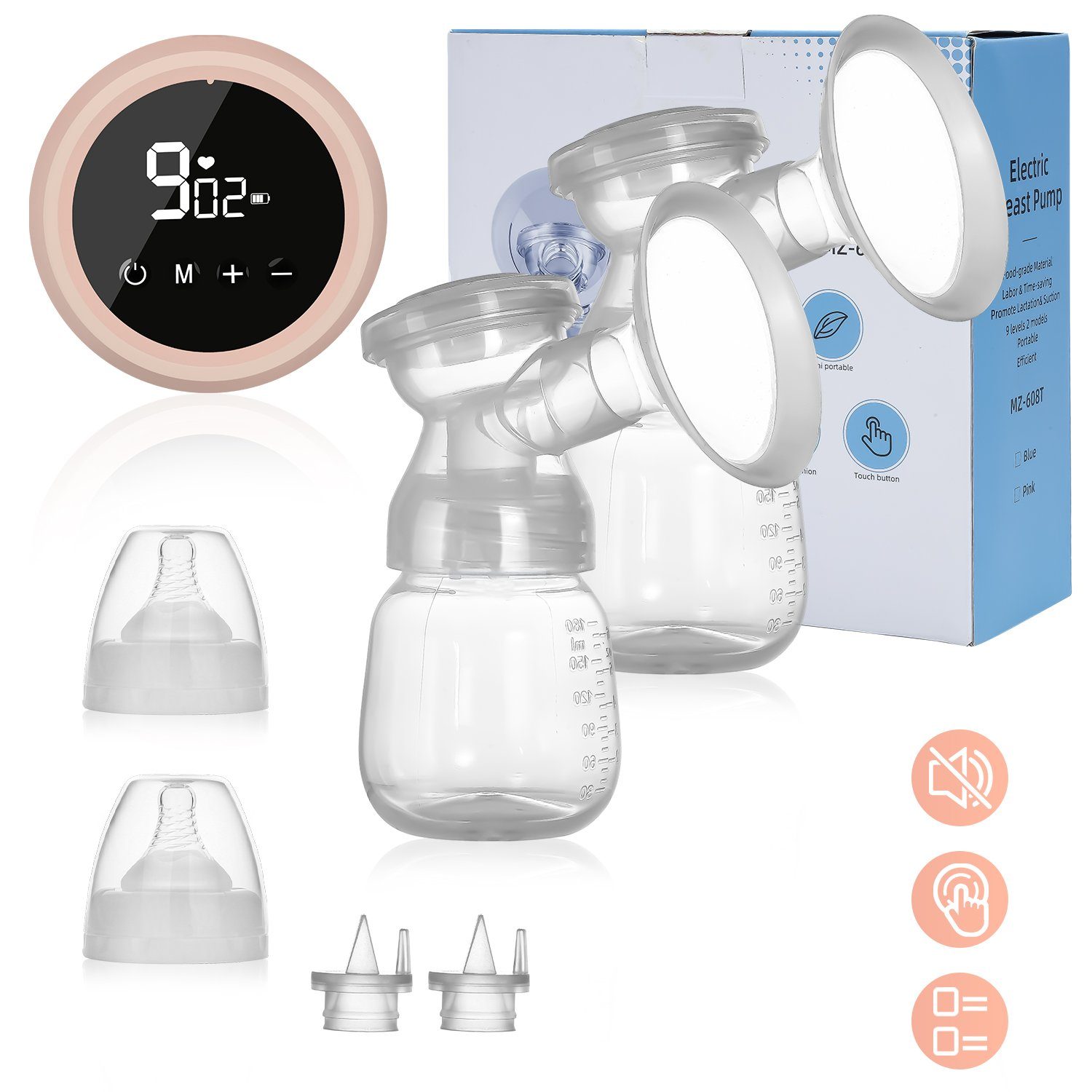 Milchpumpe Doppelmilchpumpe Doppelmilchpumpe Elektrische, BPA-frei Tragbare, TolleTour