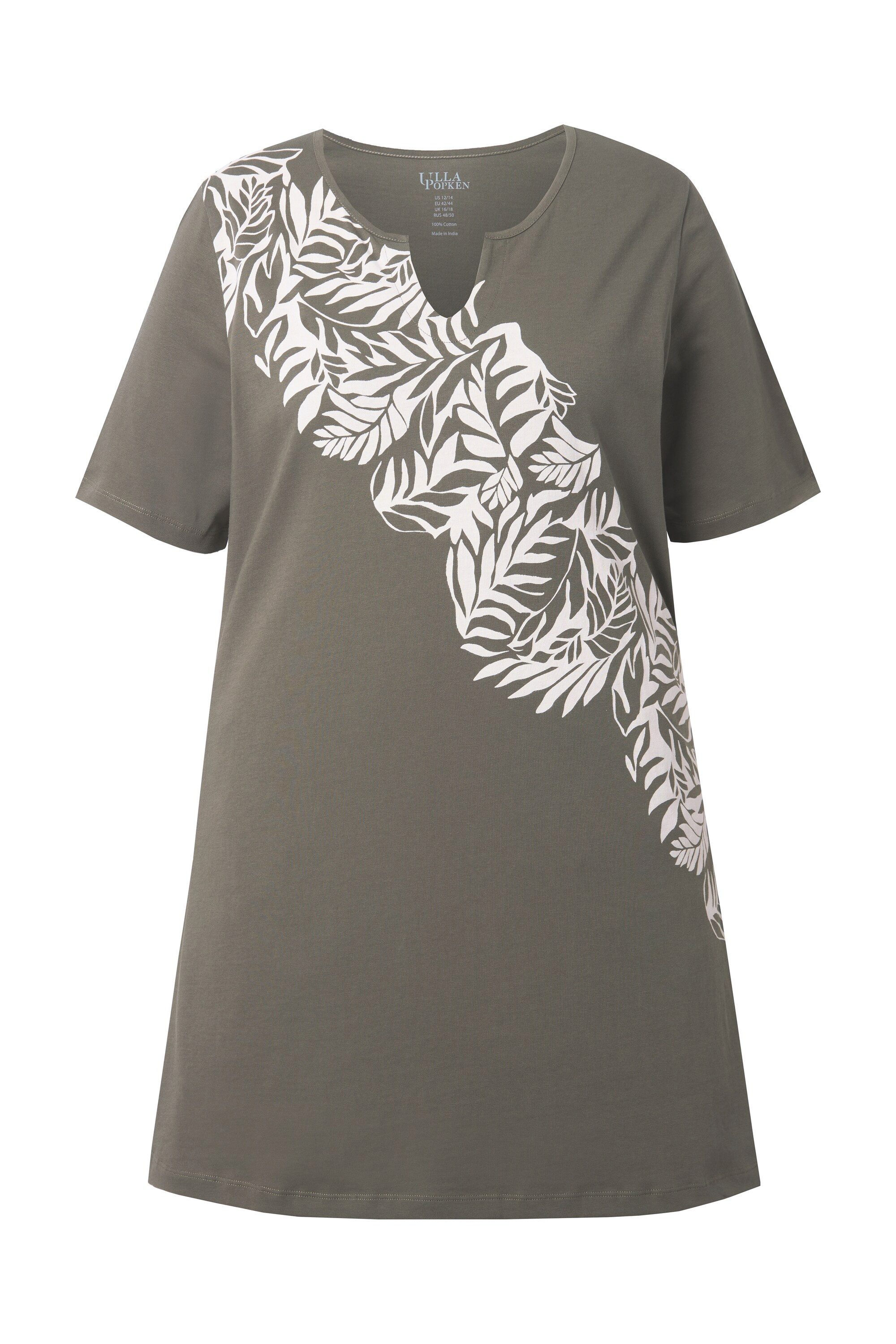 Ulla Popken Longshirt Longshirt A-Linie Tunika-Ausschnitt Halbarm günstig online kaufen