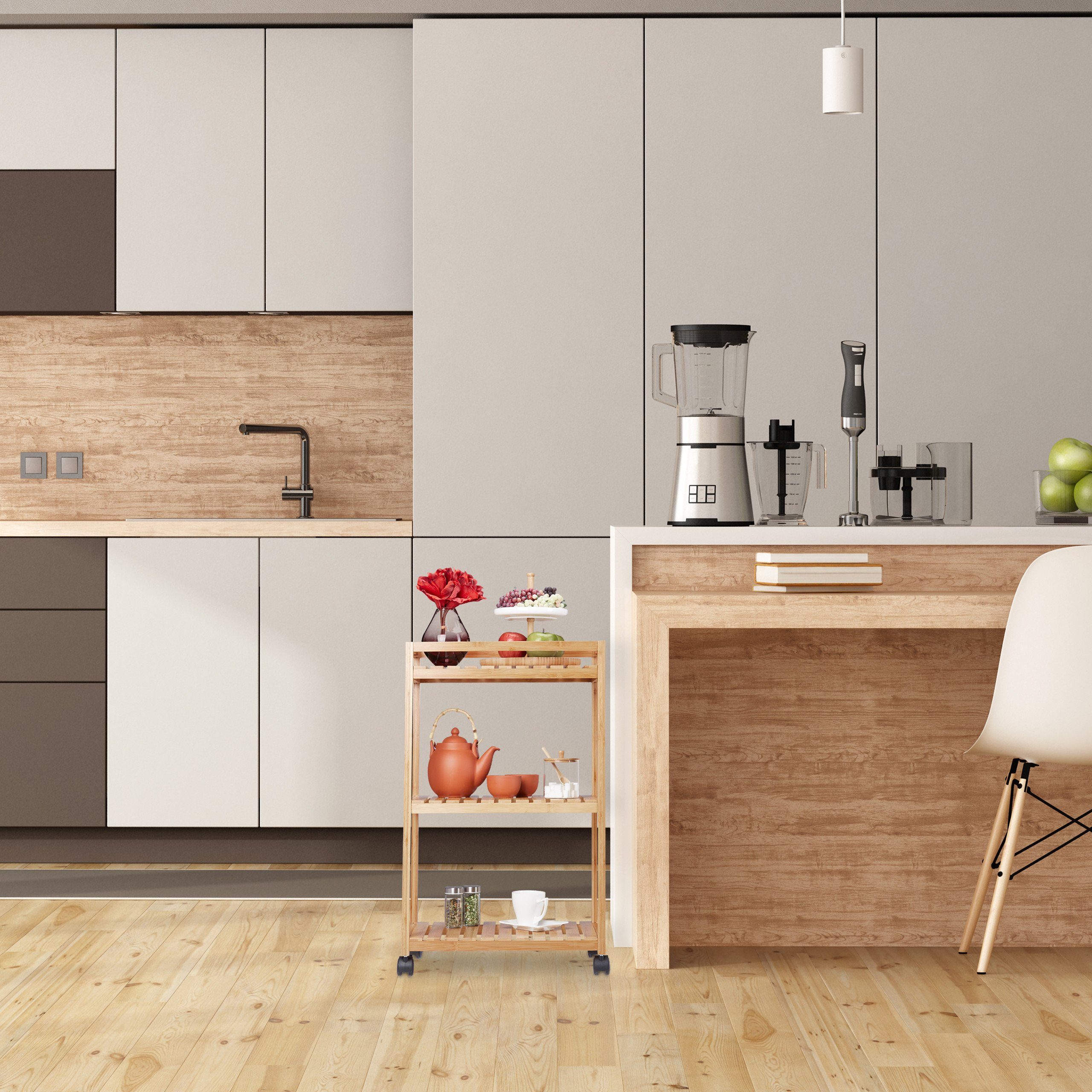 relaxdays Servierwagen Bambus mit 3 Etage günstig online kaufen