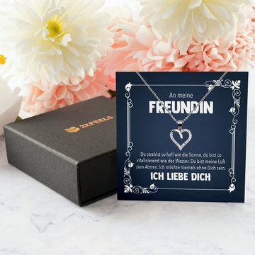 22Feels Schmuckset Freundin Geschenk Jahrestag Frauen Schmuck Valentinstag Halskette Herz, Echt-Silber 925/000, Karte Made In Germany