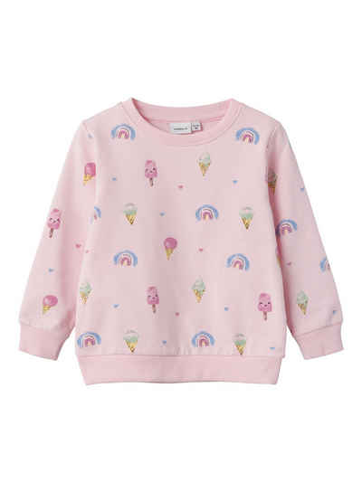Name It Strickpullover Trendy Print Sweatshirt Weicher Rundhals Pullover 7449 in Pink