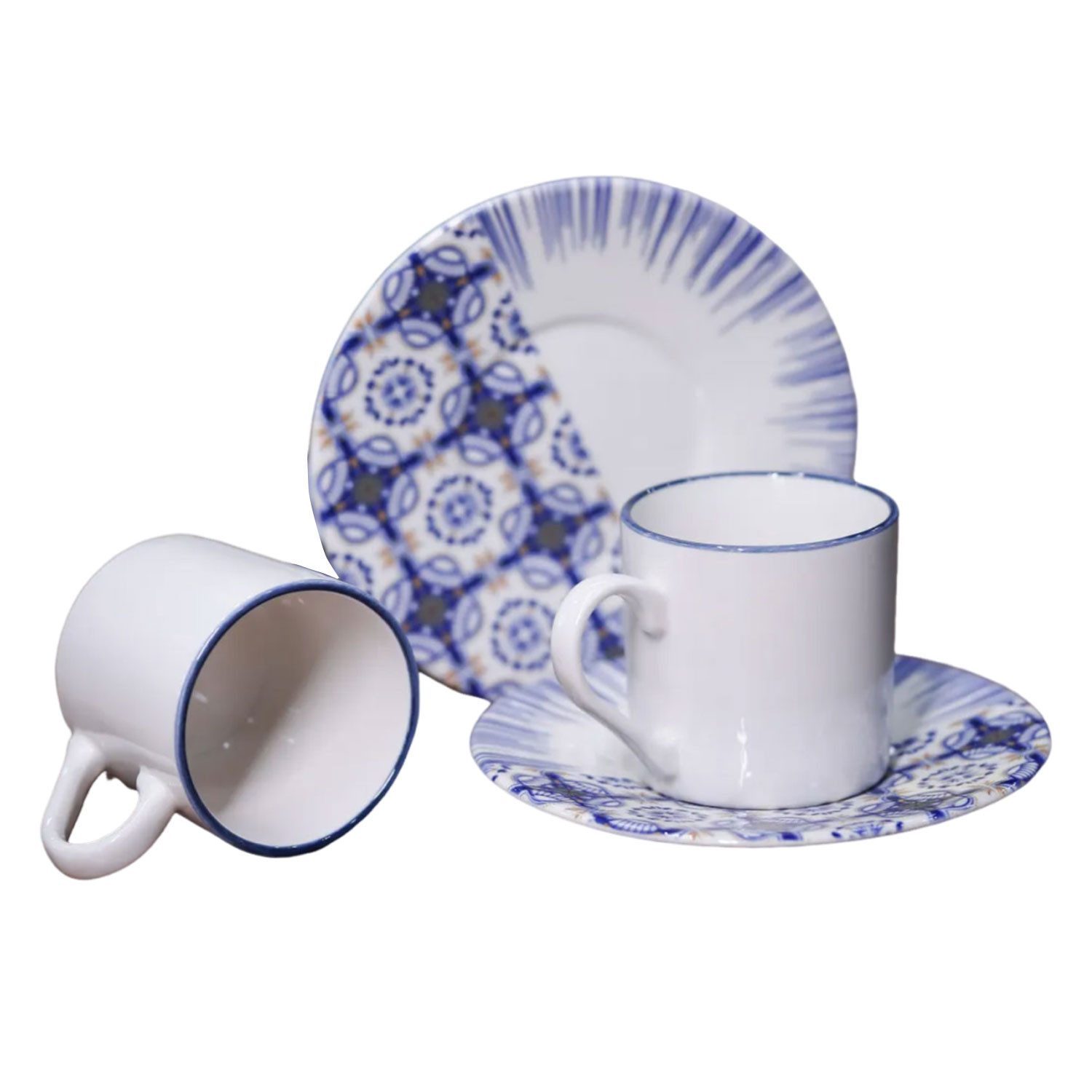 Espressotasse Espressotassen Set 100ml Porzellan Heda Mosaik Mokkatassen Moccatassen