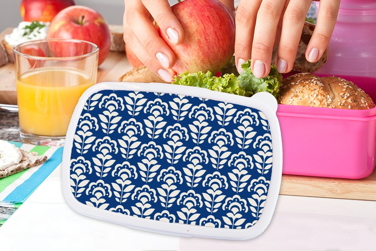 MuchoWow Snackbox, Design, Kunststoff, - Kinder, (2-tlg), Blau rosa für Mädchen, Sonnenblume - Kunststoff Lunchbox Brotdose Erwachsene, Brotbox