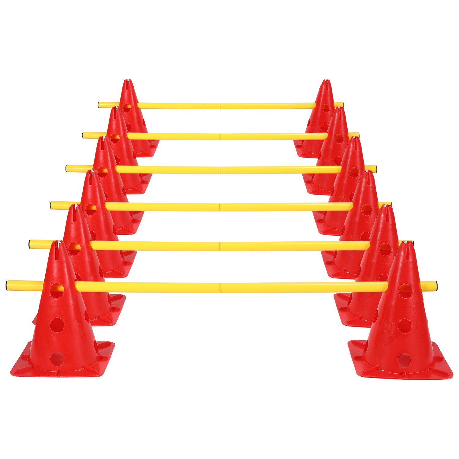 Clanmacy Agility-Hürde Steckhürdenset 12-tlg Agility Hürden Set mit Kegel + Stange, Kunststoff