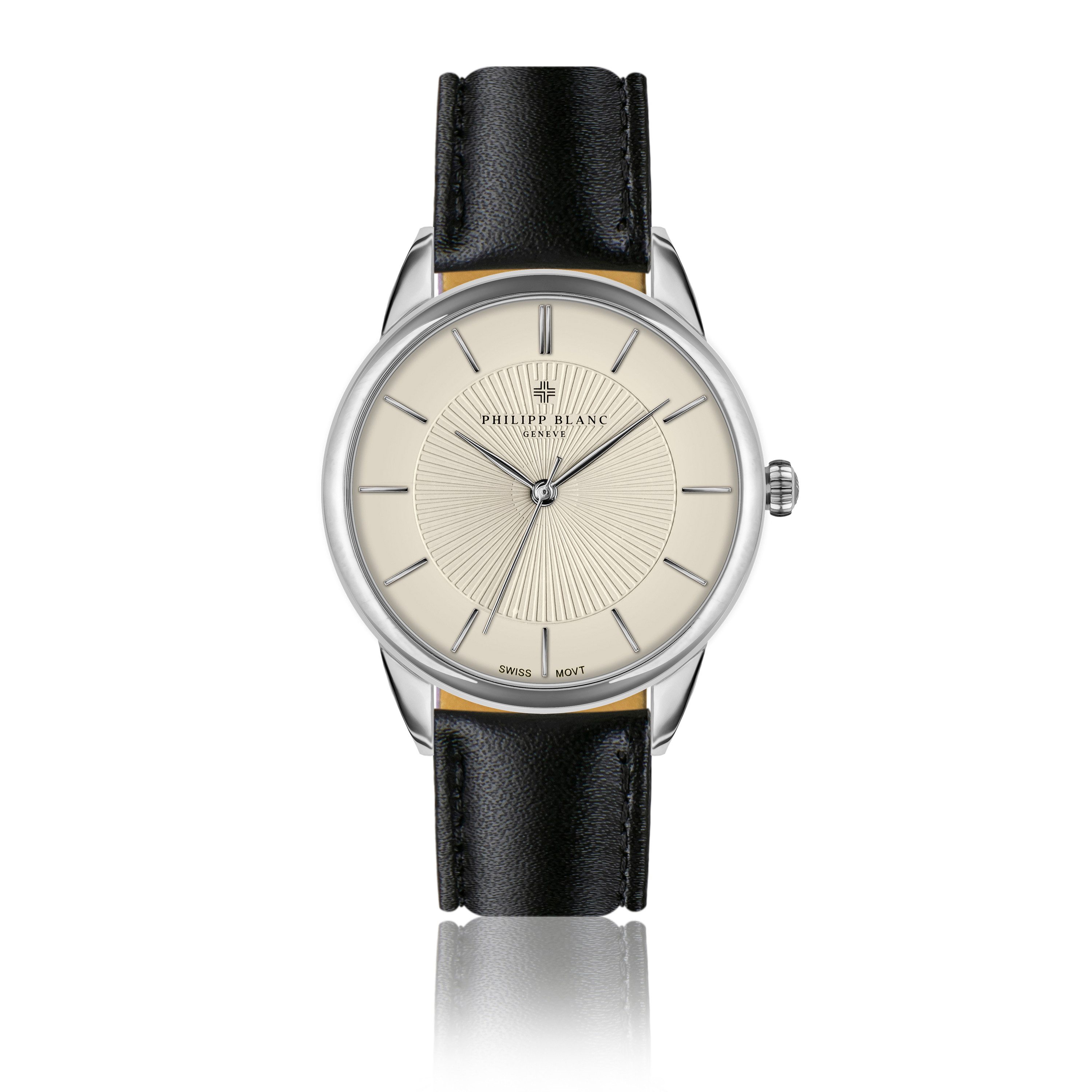 PHILIPP BLANC Quarzuhr PB5-S018S Silver Montreux black leather