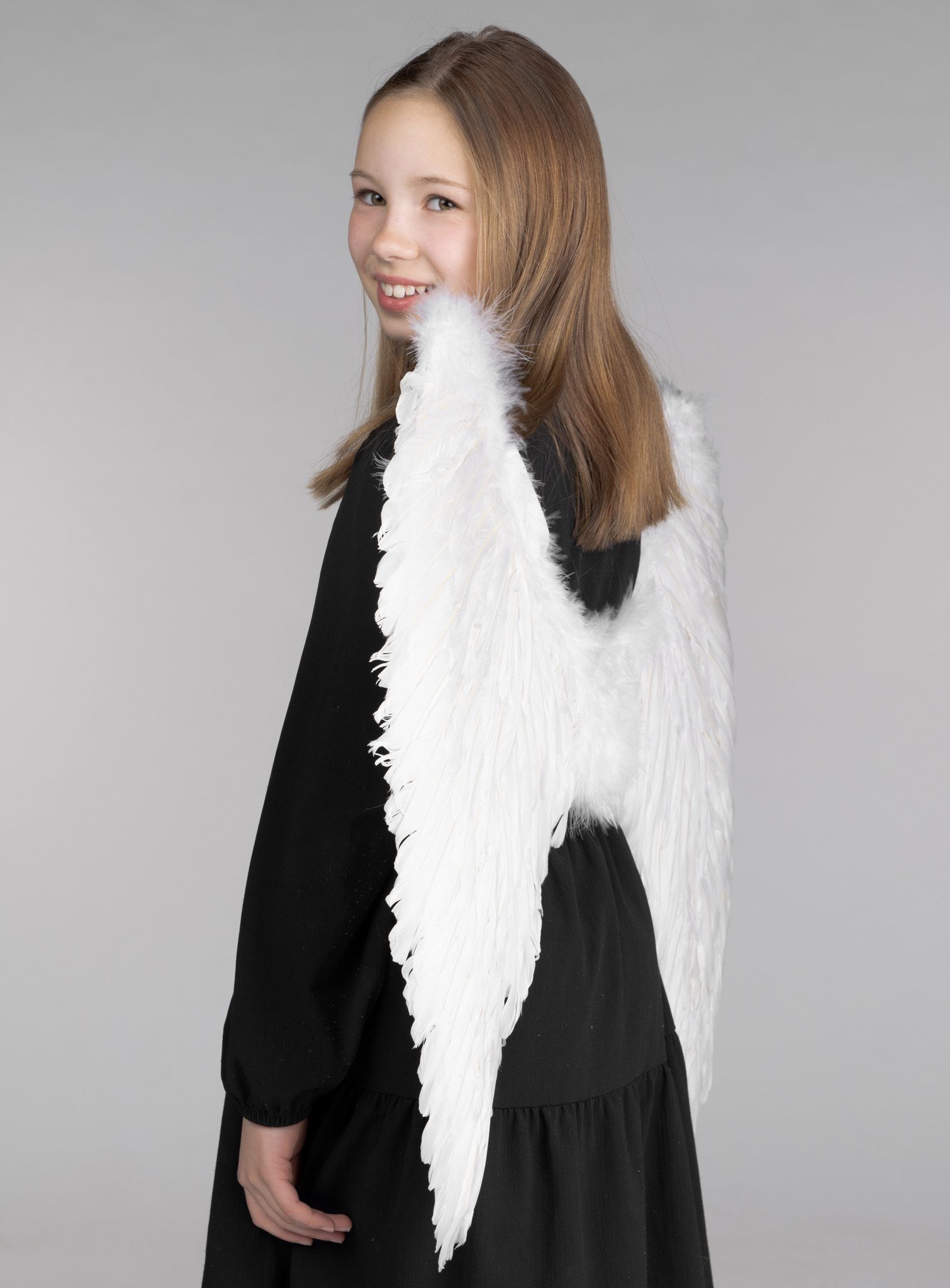 Metamorph Kostüm-Flügel Große weiße Federflügel, Opulente Engelsflügel mit langen, weißen Federn