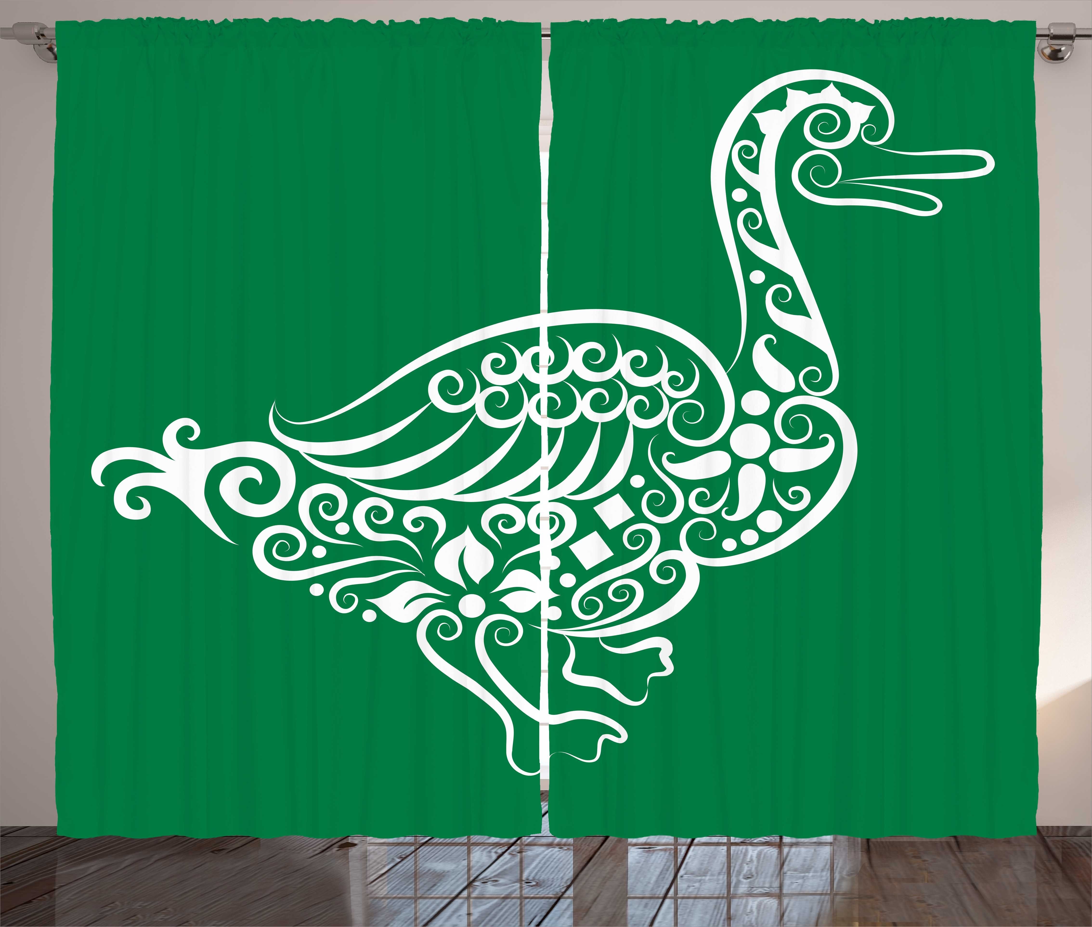 Gardine Schlafzimmer Kräuselband Vorhang mit Schlaufen und Haken, Abakuhaus, Ente Calligraphic Oriental Floral