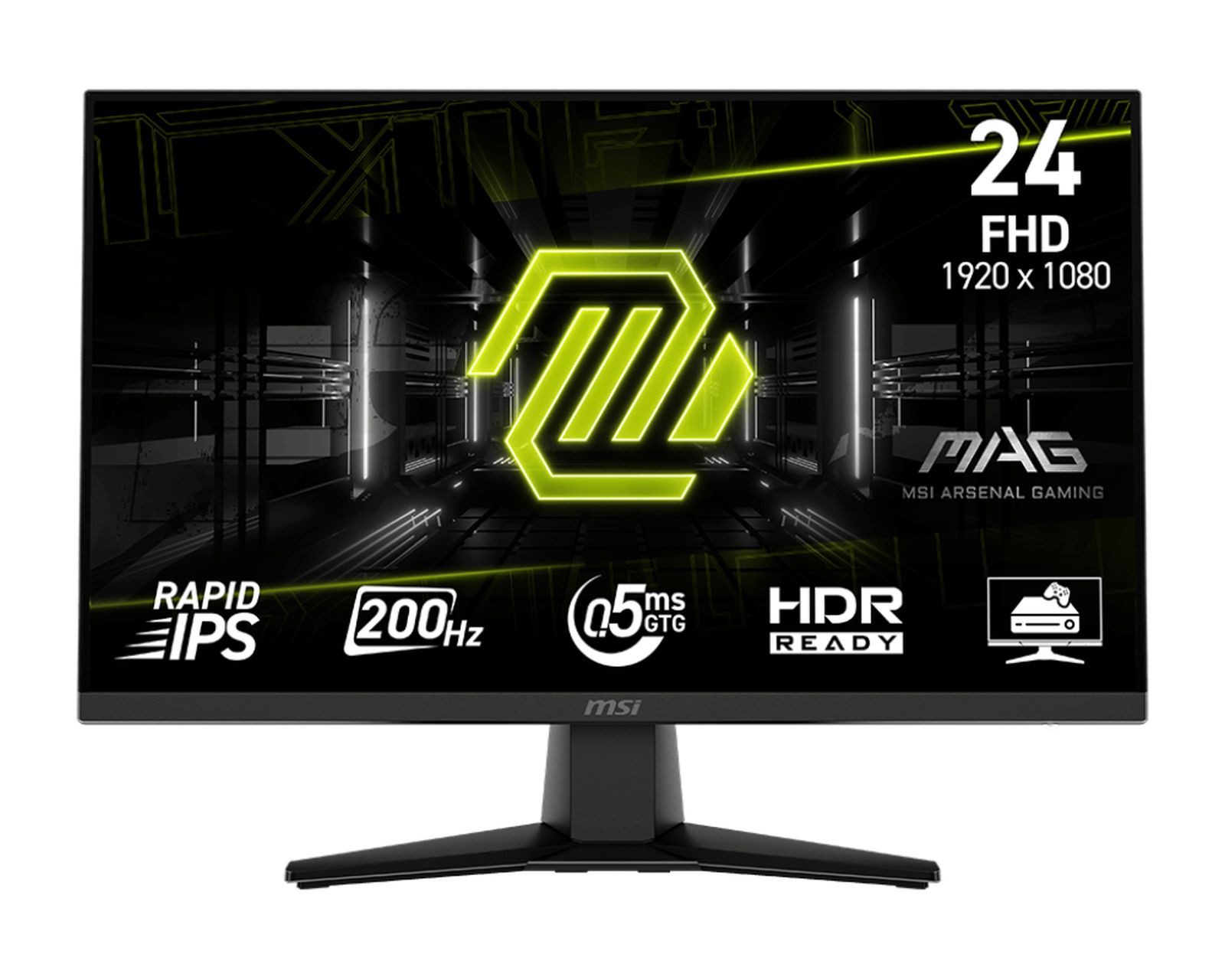 MSI MAG 242F Flat Gaming TFT 24" FHD IPS 200Hz 0.5ms HDMI DP TFT-Monitor (1920 x 1080 px, Full HD, 0,5 ms Reaktionszeit, 200 Hz, Rapid IPS, Adaptive-Sync, FreeSync Premium)
