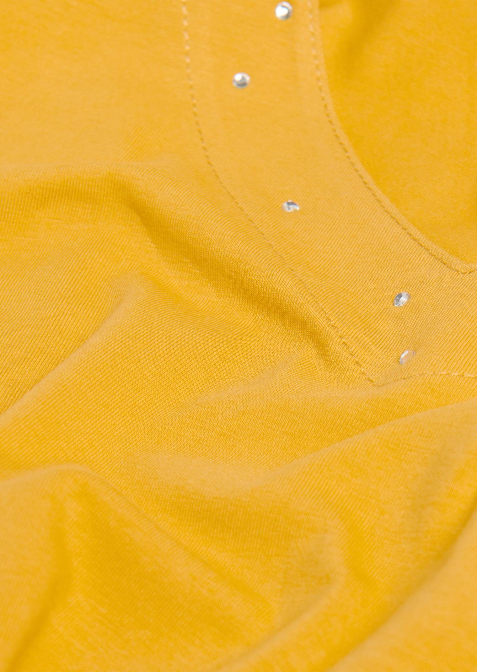 GOLDNER 3/4-Arm-Shirt T-Shirt mit charmantem Ausschnitt und Schmucksteinchen