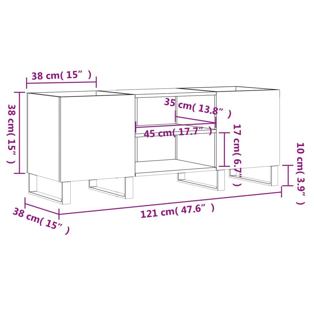 vidaXL Media-Regal Plattenschrank 1-tlg. 121x38x48 Holzwerkstoff, Weiß cm