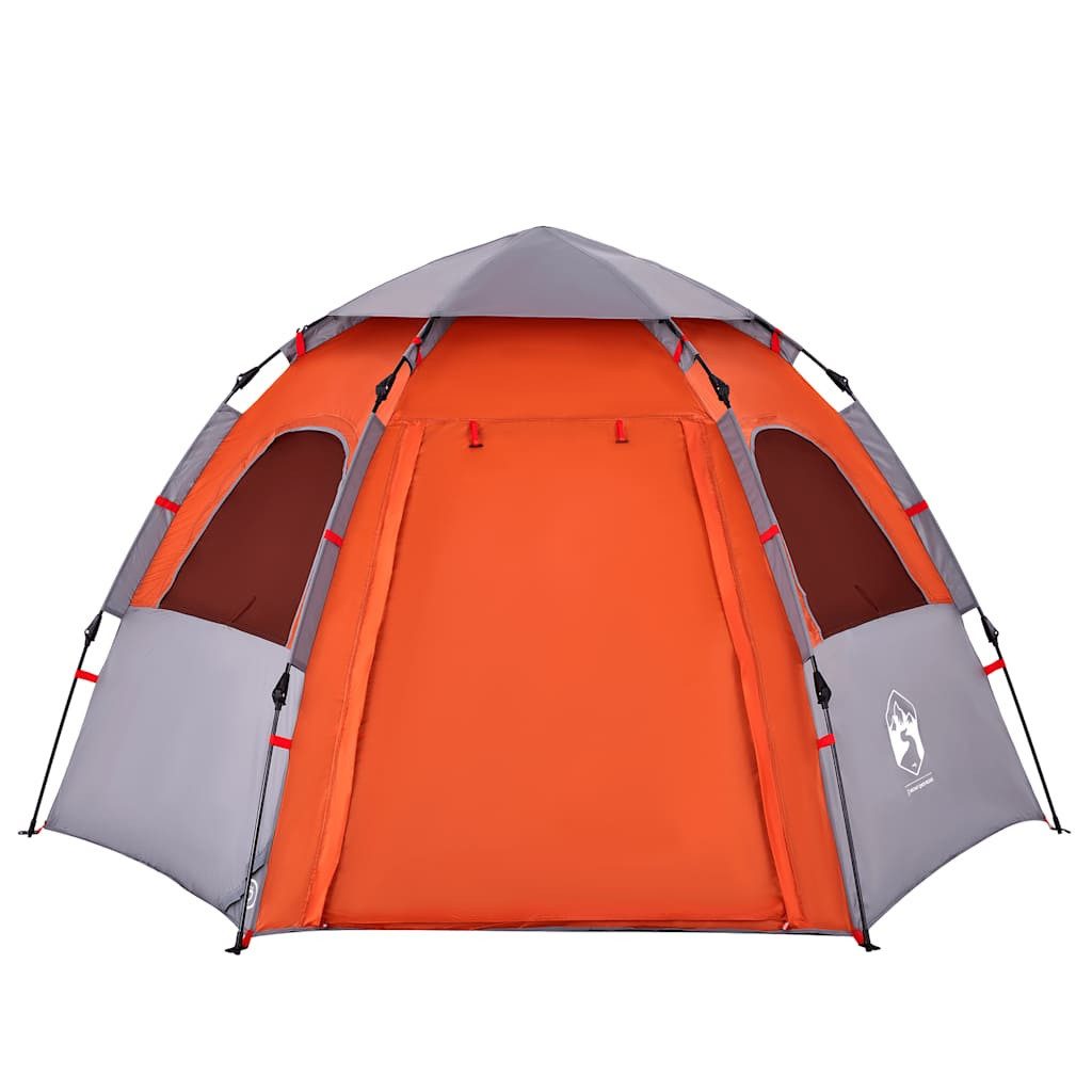 vidaXL Kuppelzelt Campingzelt 4 Personen Grau und Orange Quick Release, (1 tlg)
