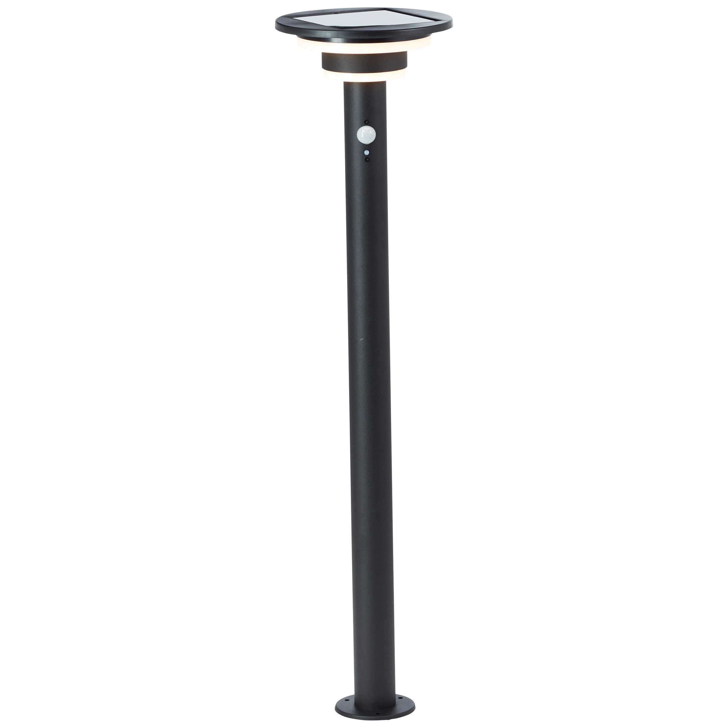 Brilliant LED Außen-Stehlampe Garvina, Bewegungsmelder, LED fest integriert, Warmweiß, Solar, 85 cm, 430 lm, 3000 K, Edelstahl, schwarz