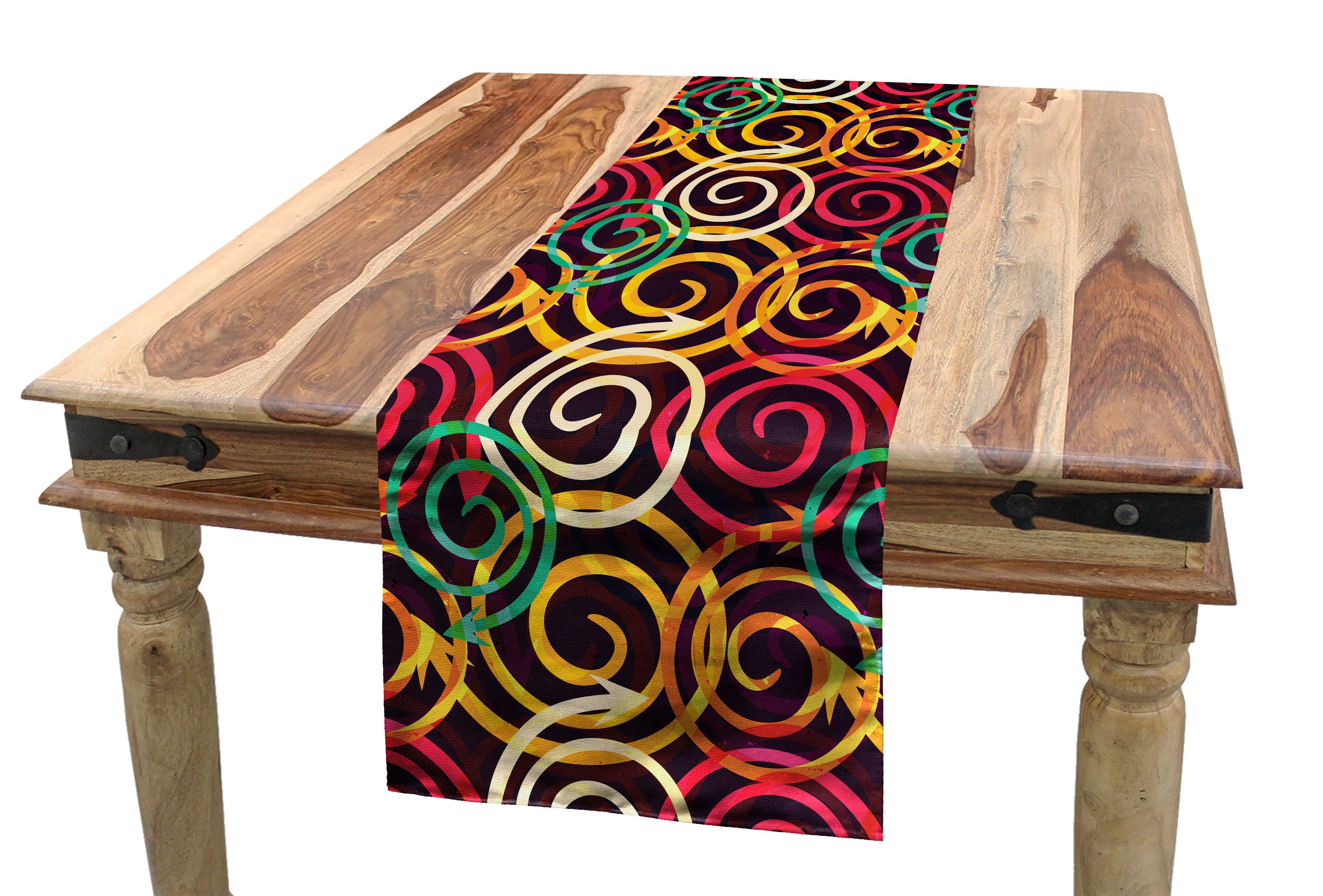 Abakuhaus Tischläufer Esszimmer Spiral Rechteckiger Tischläufer, Abstrakt Küche Arrows Dekorativer Curved
