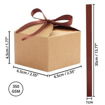 Belle Vous Geschenkbox Braune Geschenkboxen mit Schleife (60 Stück) - Kleine Kraftpapierboxen, Brown Gift Boxes with Ribbon (60 pcs) - Small Kraft Paper Boxes