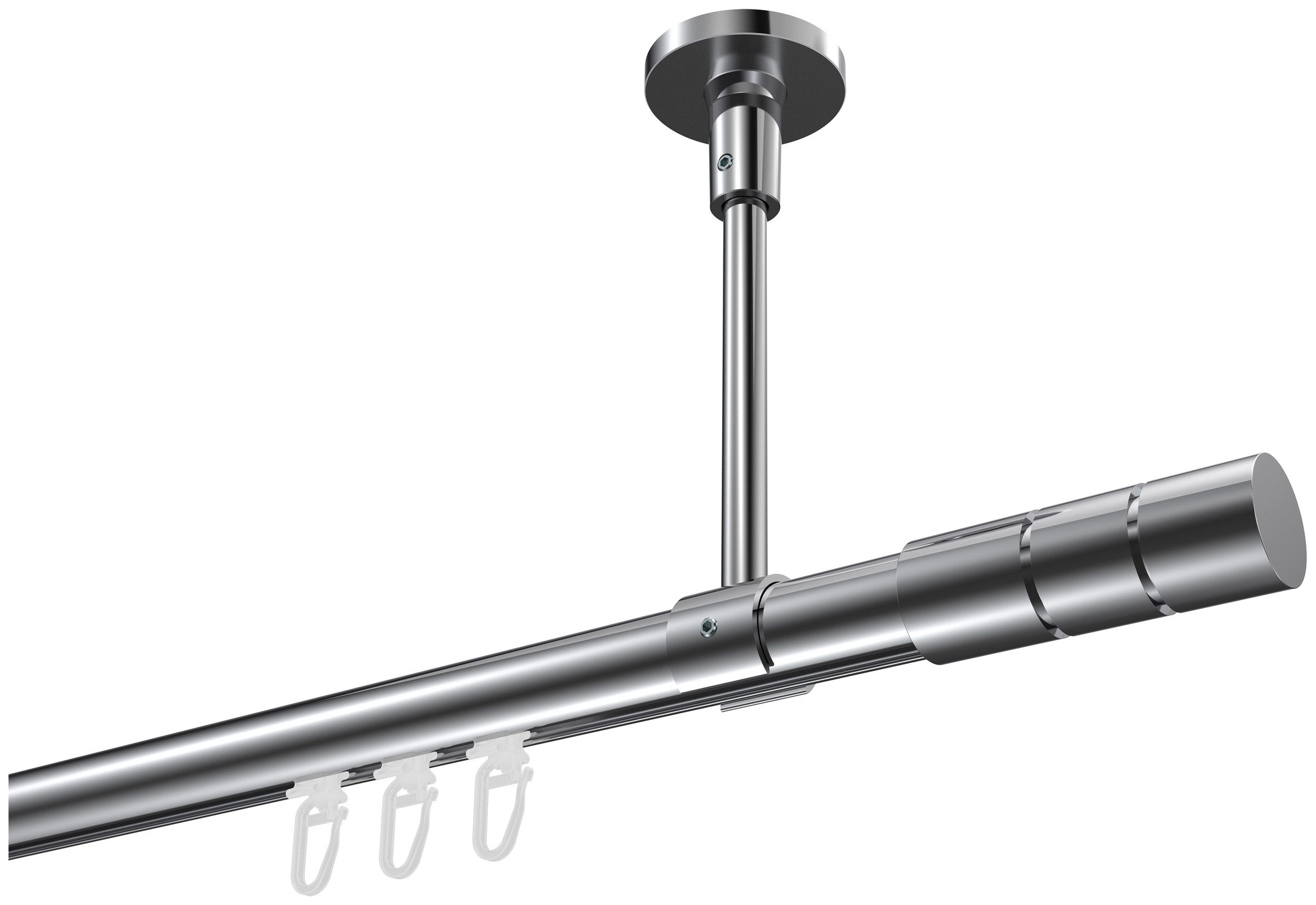 INTERDECO Innenlaufschiene Sonette Elanto, Ø 20 mm, 1-läufig, Fixmaß, kürzbar, Deckenmontage, Aluminium, Chrom