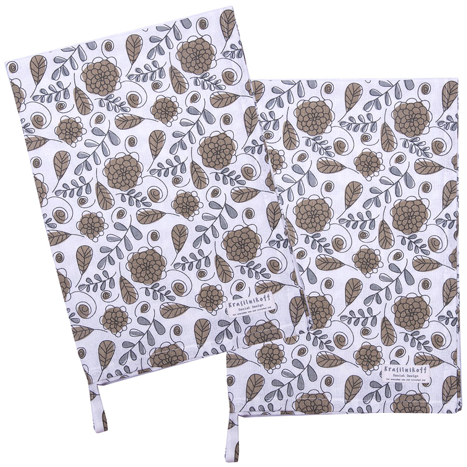Krasilnikoff Geschirrtuch Playful Flowers, (2-tlg., 2-teilig), Geschirrtücher ca.50x70cm Baumwolle