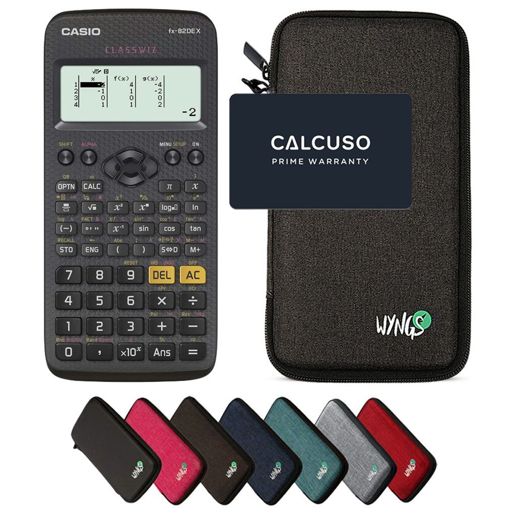 CASIO Taschenrechner fx-82DE X ClassWiz inkl. WYNGS Schutztasche Dunkelgrau
