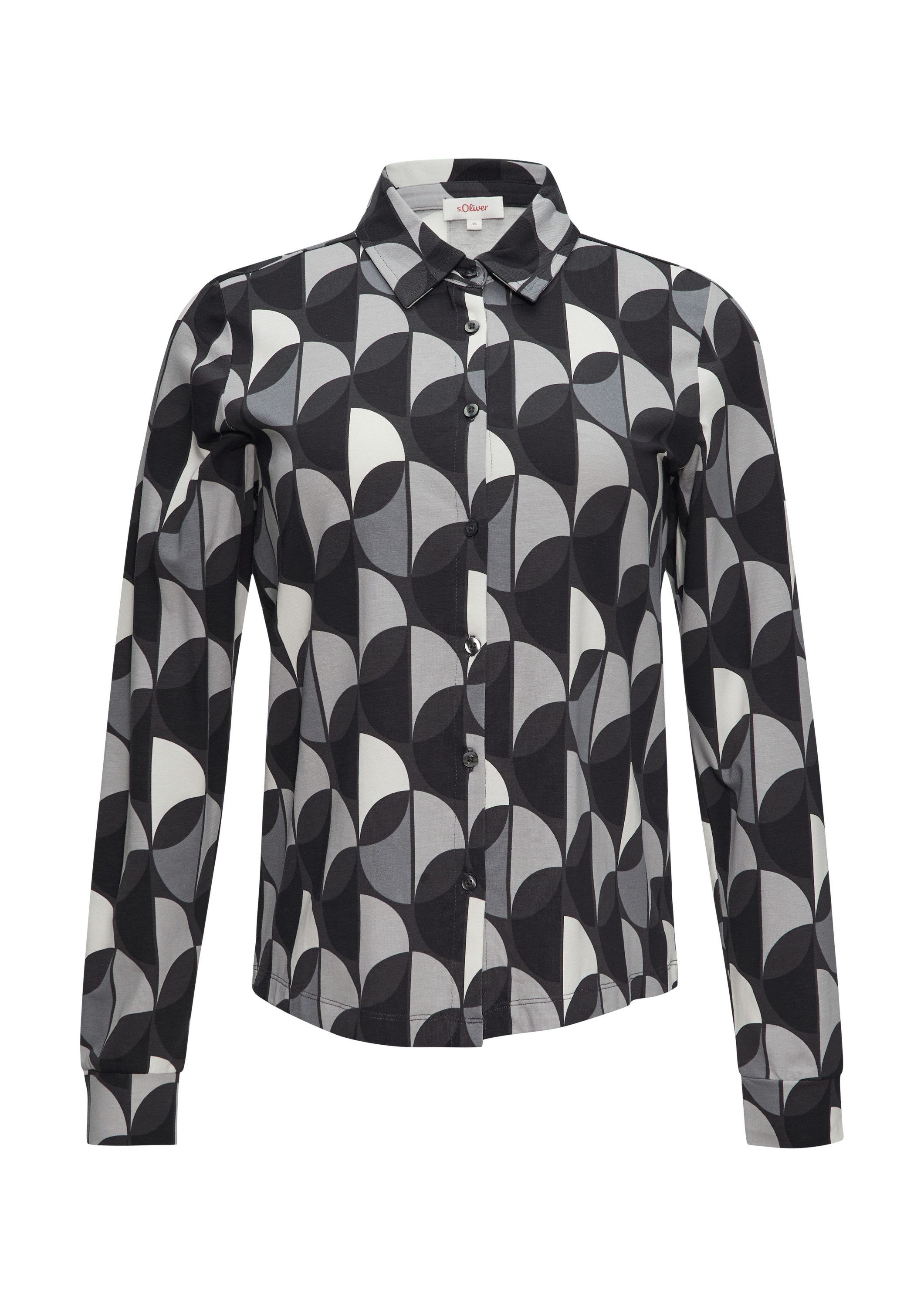s.Oliver Langarmshirt T-Shirt Jersey-Bluse mit All-over-Print günstig online kaufen