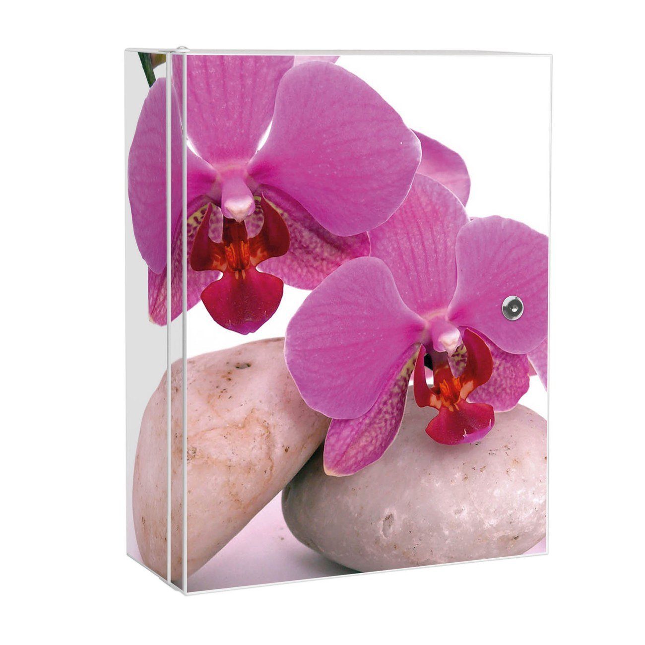 weiß x Stahl und kleine banjado (abschließbar, Fächer) Medizinschrank Orchidee große 3 15cm 46 x 35 2
