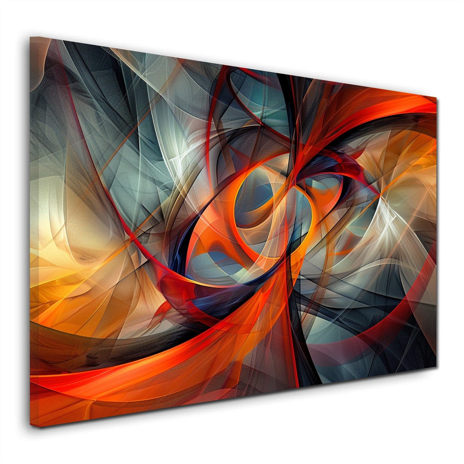 Artedinoi Leinwandbild Abstrakt dynamische Formen orange Leinwandbild Wandbild XXL Deko, Dynamische Farbformen, abstrakt