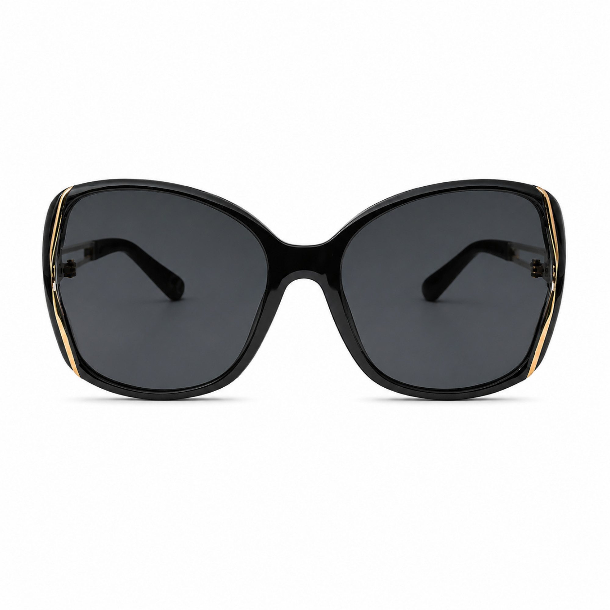 Rennec Sonnenbrille elegante Damen Brille Modern Oval mit Brillenbeutel Schmetterling Gläser Oversized, Markenbrille mit Gold Applikationen