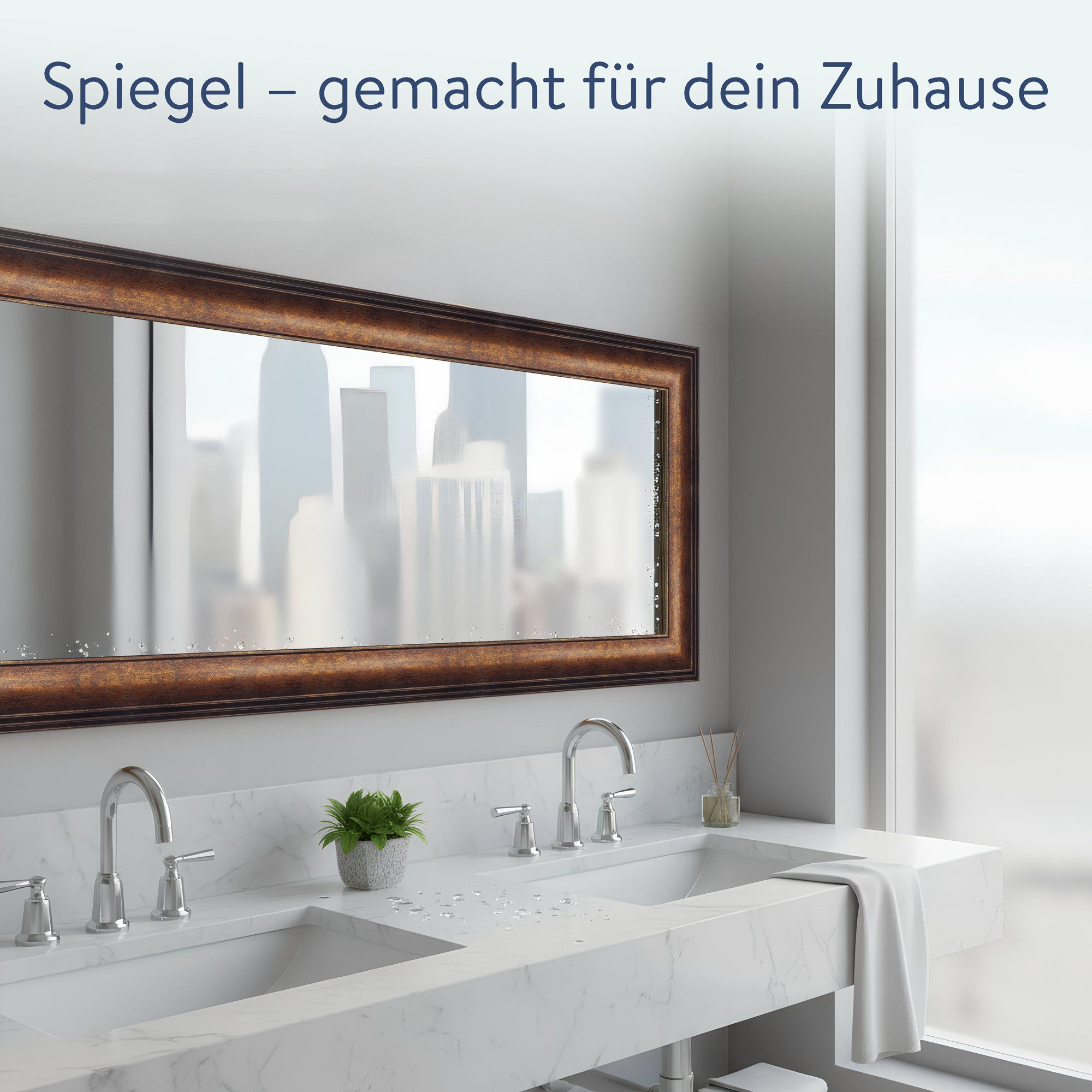 WANDStyle Wandspiegel H235, Vintage Spiegel Bronze 40x100 cm, großer Wandspiegel Bronze 40x100