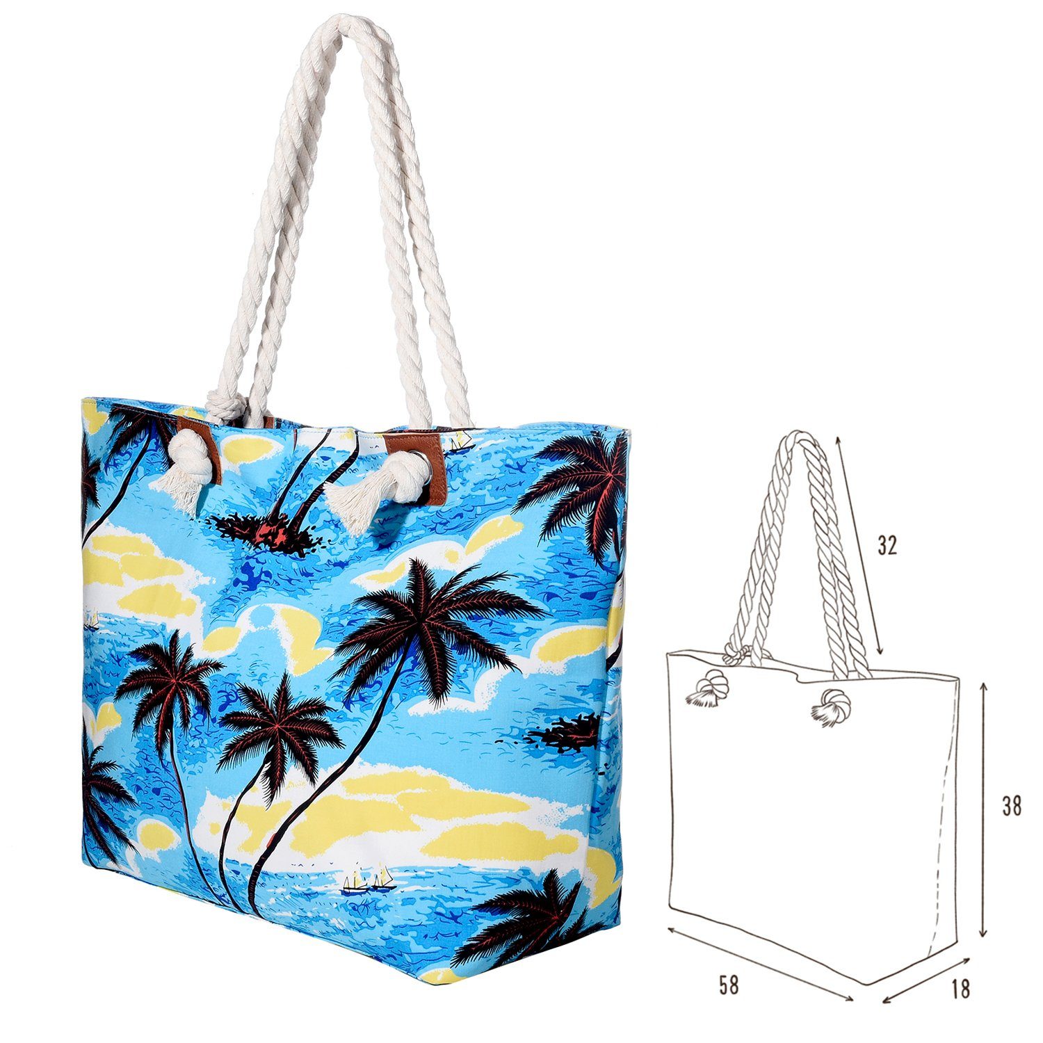 DonDon Strandtasche Reißverschluss, Große life Shopper Beutel (2-tlg), kleinem Beach Tasche wasserabweisende Strandtasche, inkl. mit