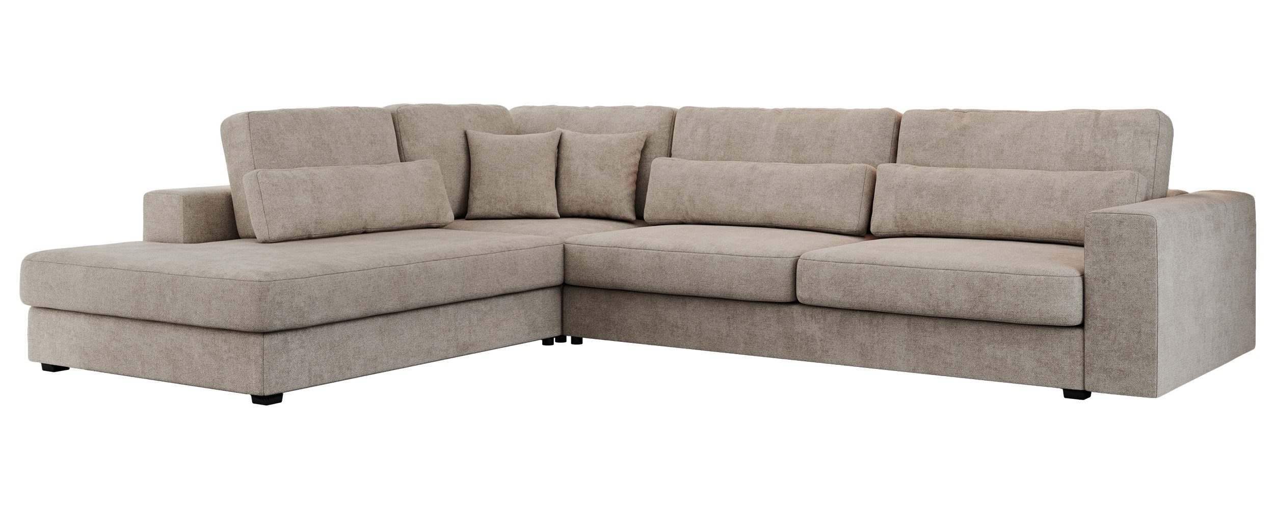 MKS MÖBEL Ecksofa SAVONA, Set, Ecksofa L-form, für Wohnzimmer, lose Kissen, Couch, schwarze Beine