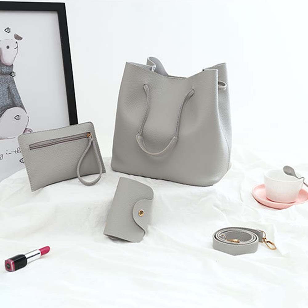 Damen-Umhängetasche Umhängetasche Einfacher grey Leder Handytasche 4-teiliger, Blusmart Mit Aus