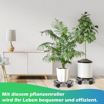 Bettizia Pflanzenroller 2x Pflanzenroller Rollbrett Kübelroller für Außen und Innen Grau/Braun