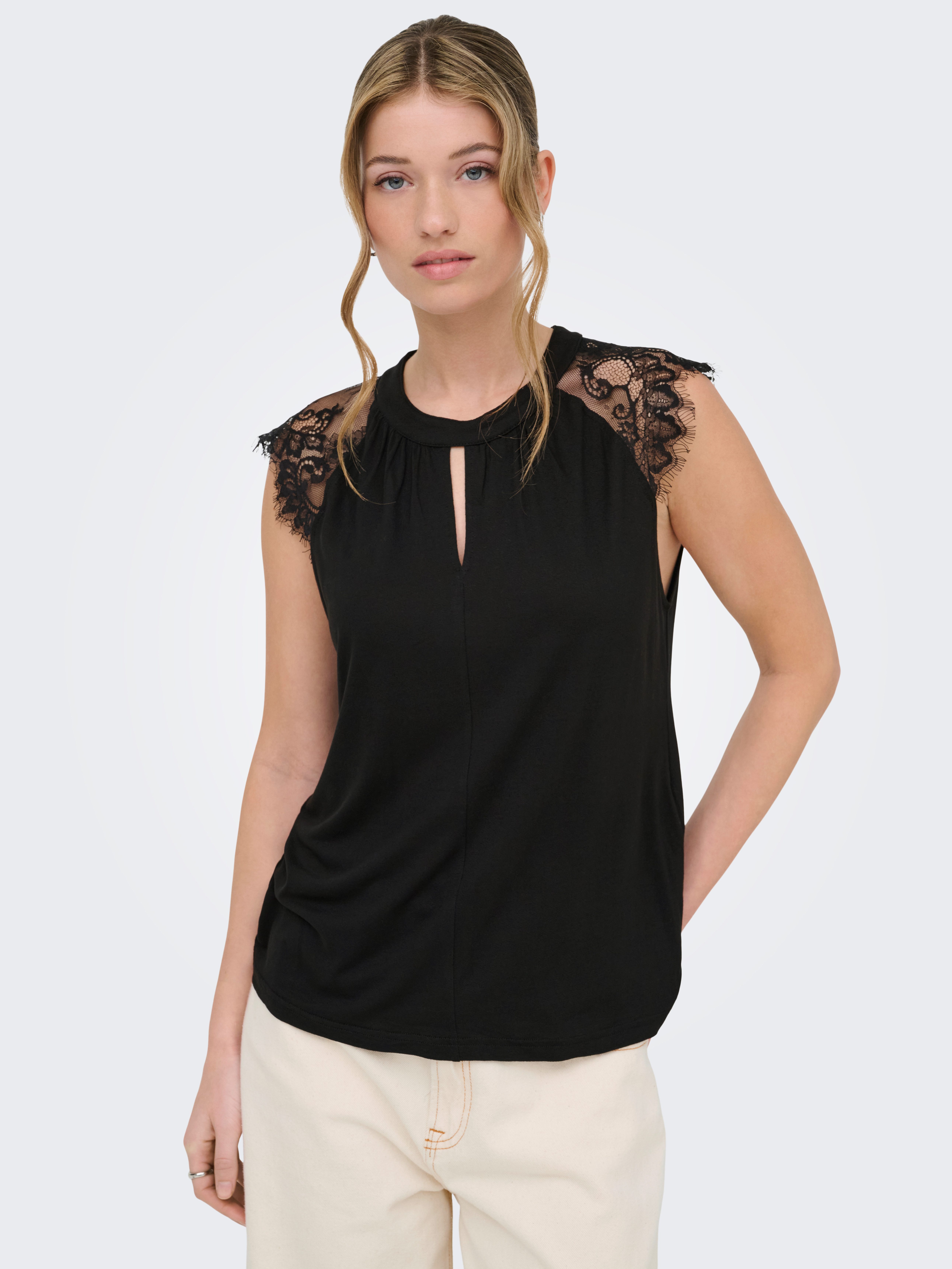 ONLY Kurzarmshirt ONLNICOLA S/S TOP CS JRS Viskose, regular fit, Rundhals