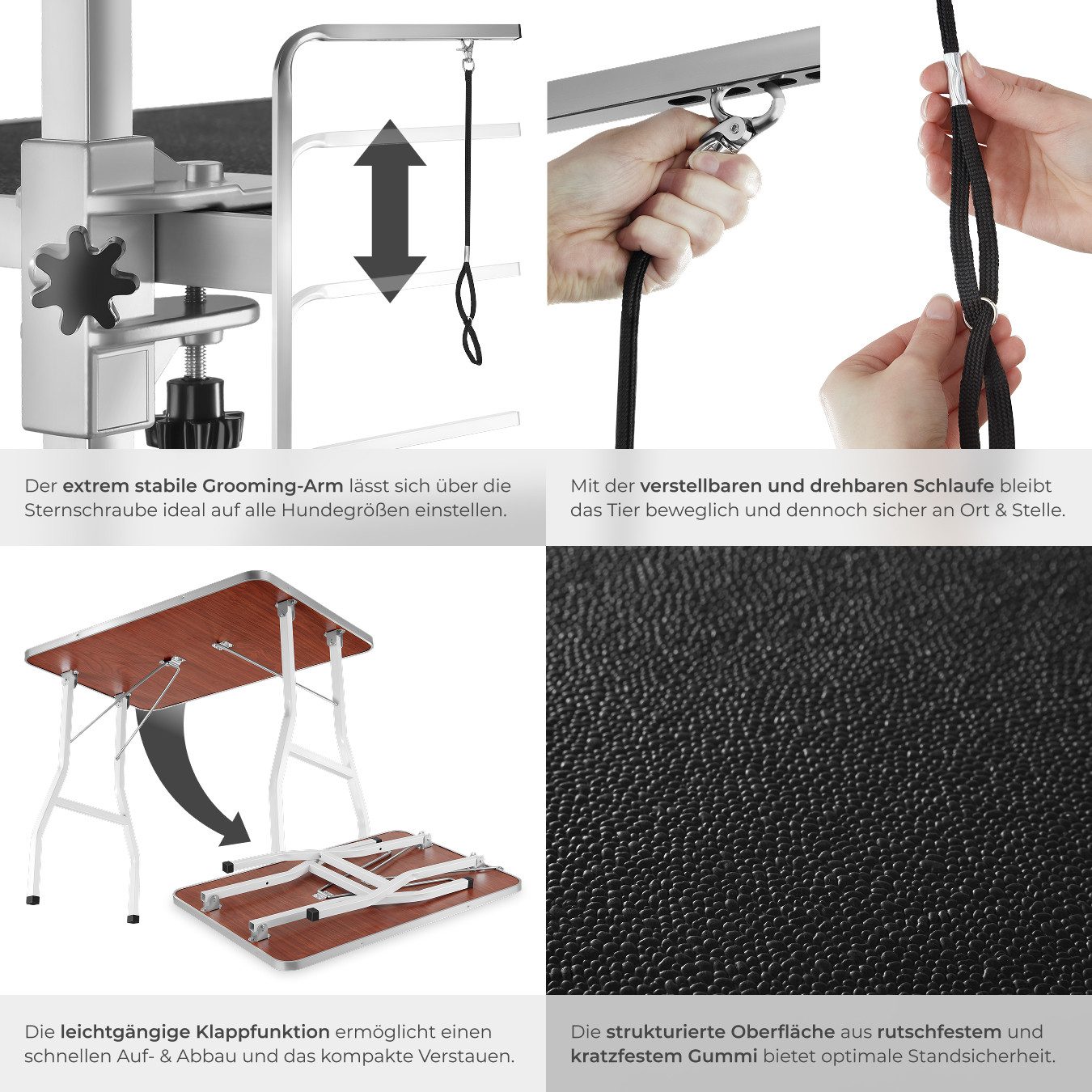 tectake Arbeitstisch Trimmtisch, mit höhenverstellbarem Galgen