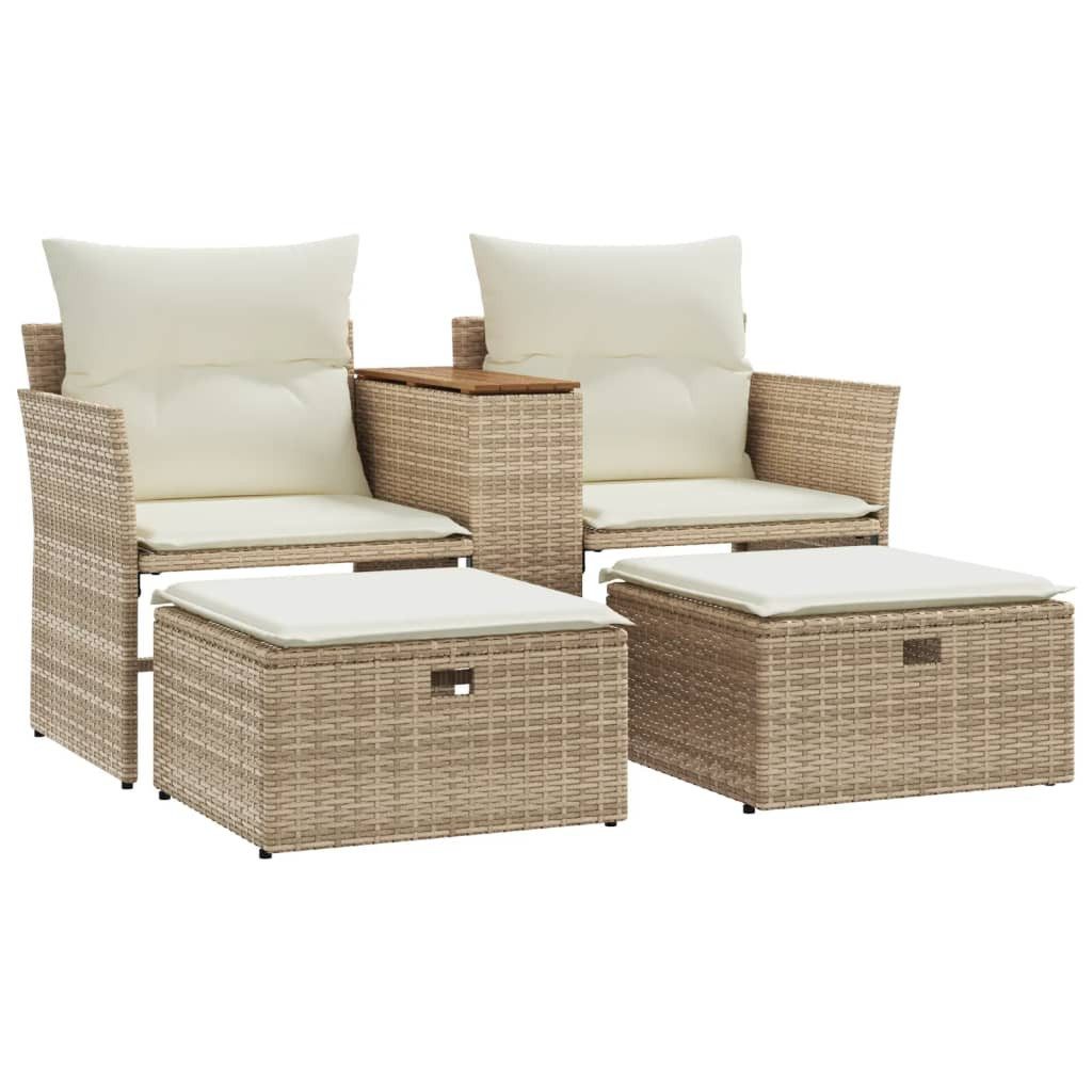 vidaXL Sofa, Gartensofa 2-Sitzer mit Hockern günstig online kaufen