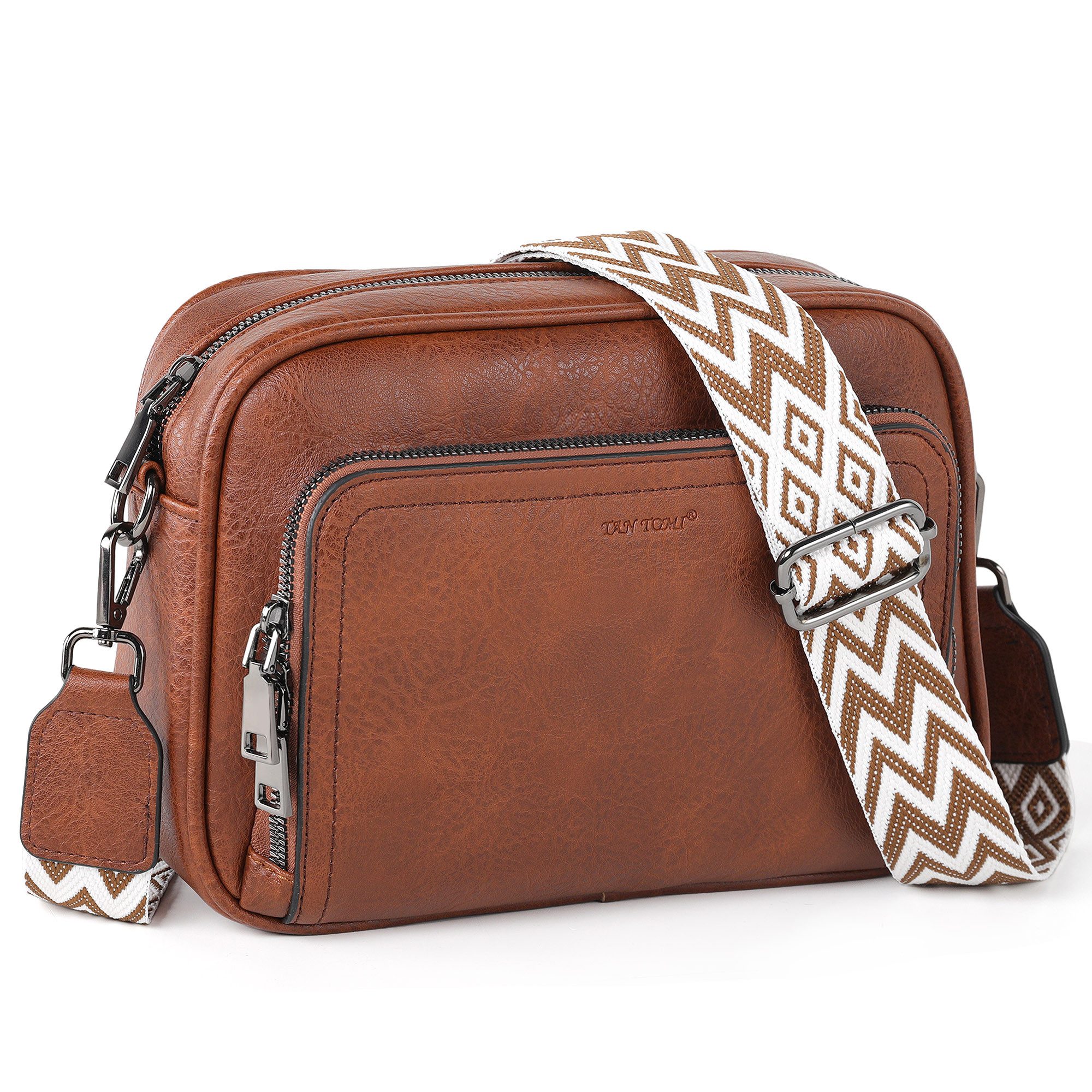 TAN.TOMI Umhängetasche Handtasche Damen mittelgroß tasche mit Verstelbaar Schultergurt, Fronttasche mit mehreren Fächern Weich Breiter Gurt
