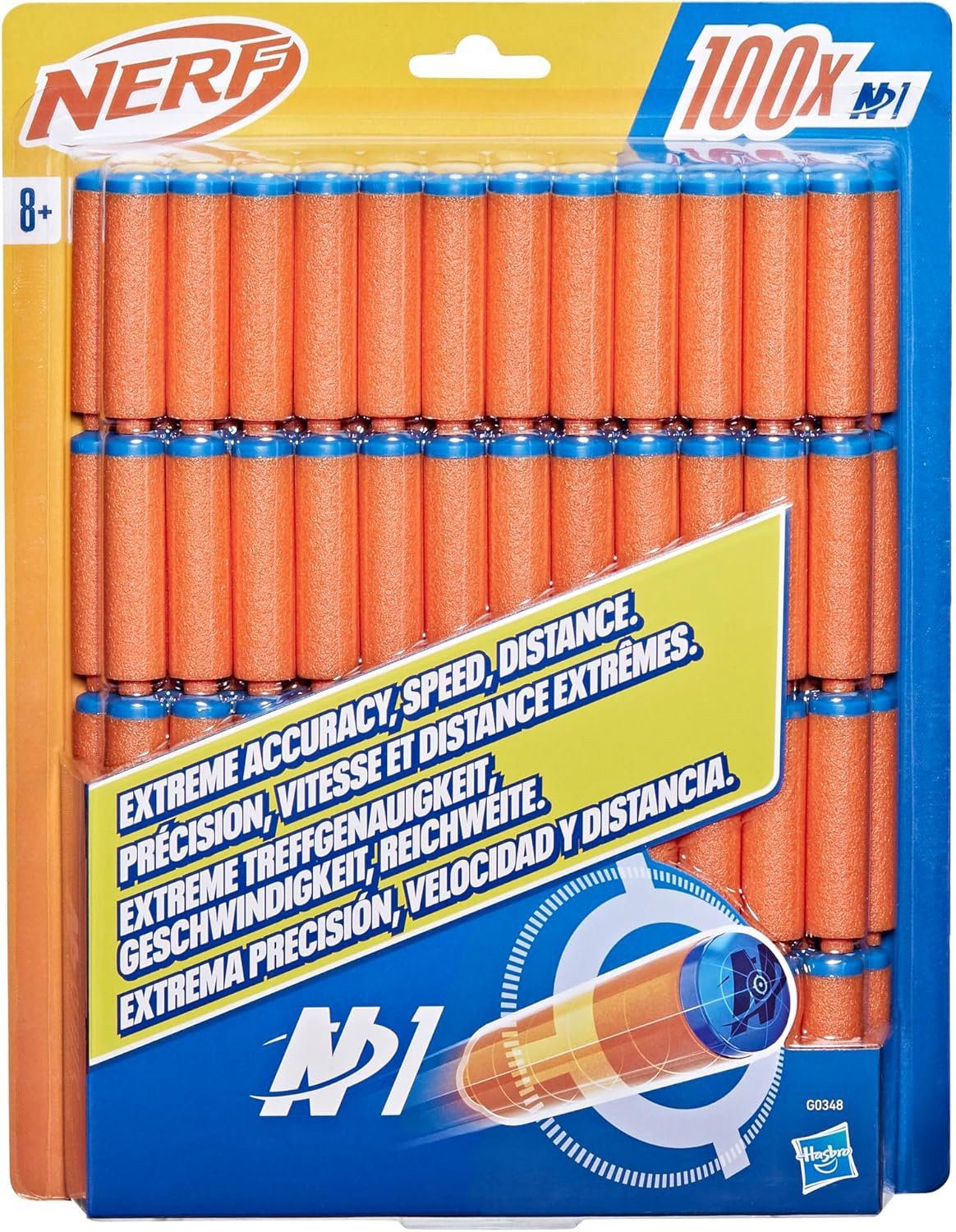 Hasbro Blaster High-Performance Nachfüllpack mit 100 N1 Darts, Das 100er Nachfüllpack der revolutionären Nerf N Series N1 Darts bie
