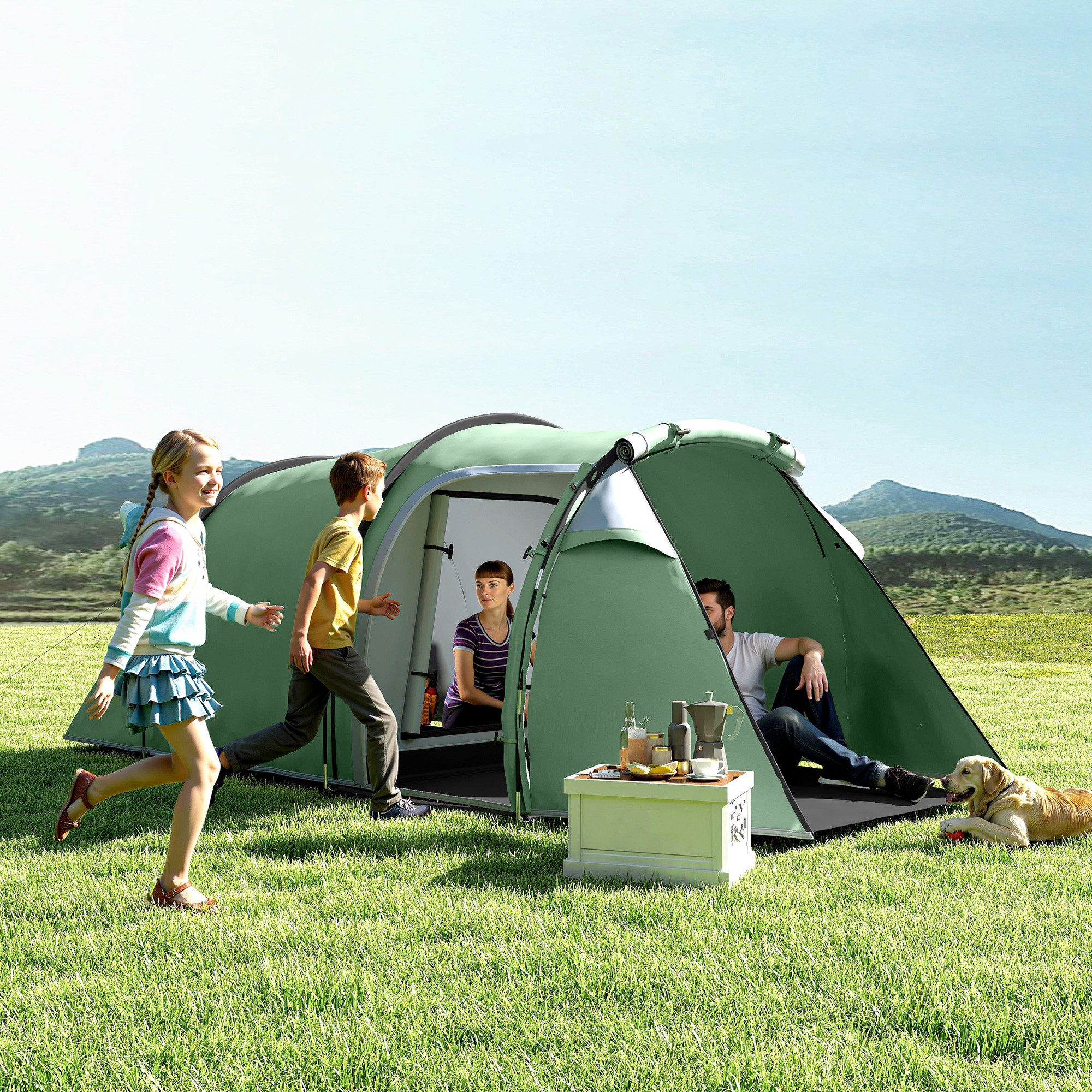 Outsunny Kuppelzelt Campingzelt mit Heringen, Personen: 3 (Großraumzelt, 1 günstig online kaufen