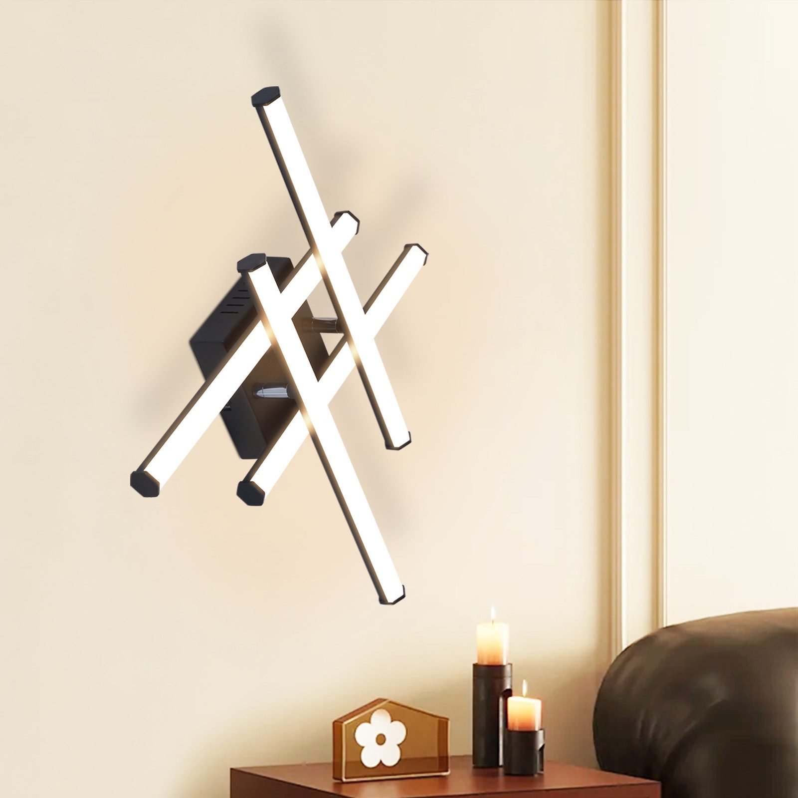 Nettlife LED Wandleuchte Innen Schwarz Modern 6/12/18/27W 3000K Flur Wandbeleuchtung Warmweiß, LED fest integriert, Warmweiß, Wandlicht für Wohnzimmer Schlafzimmer Küche