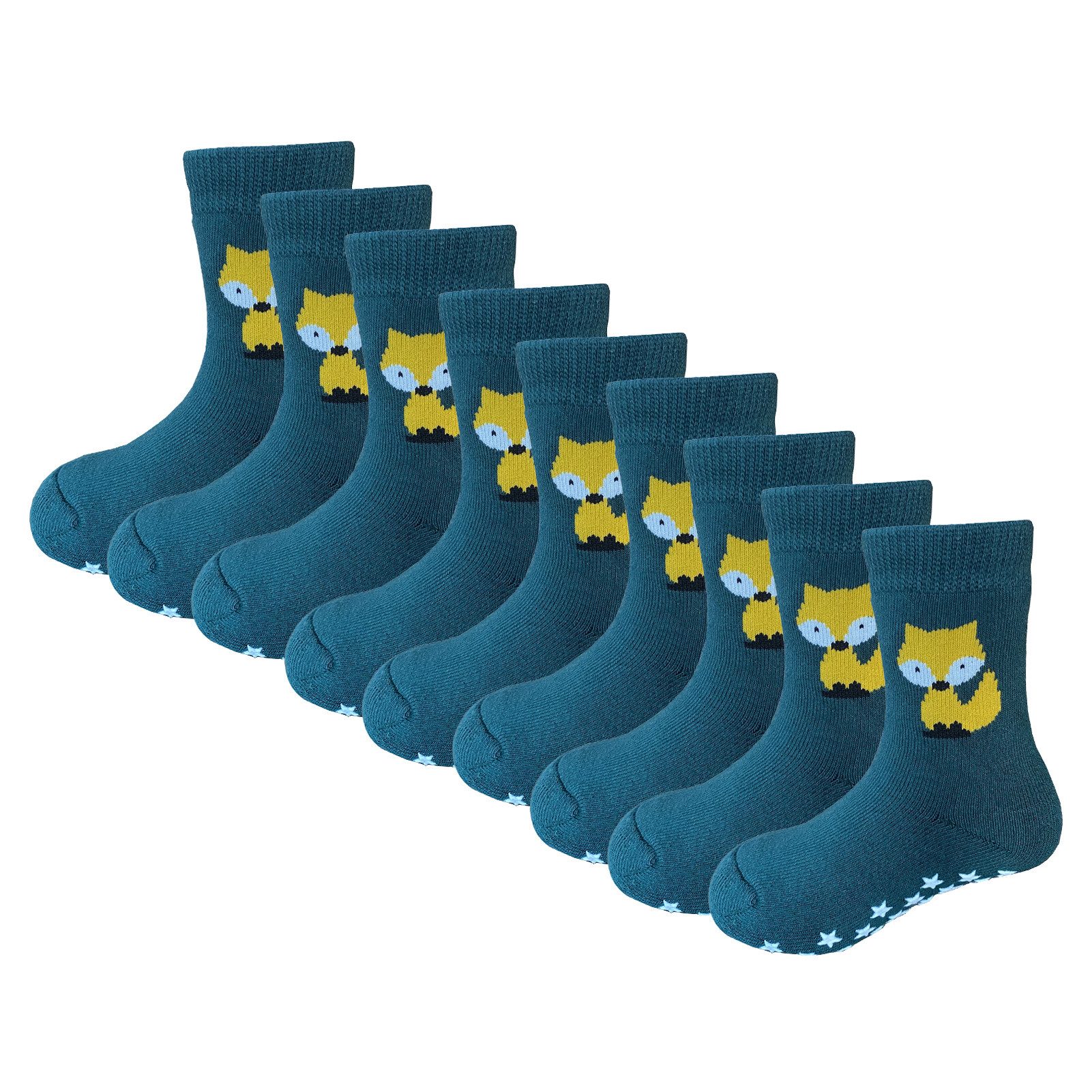 Yalion Langsocken 9er-Set Socken mit Tiermotiven & Stern-Stoppern (Set, 9-Paar, 9 Paar) Rutschfeste Sternen-Noppen